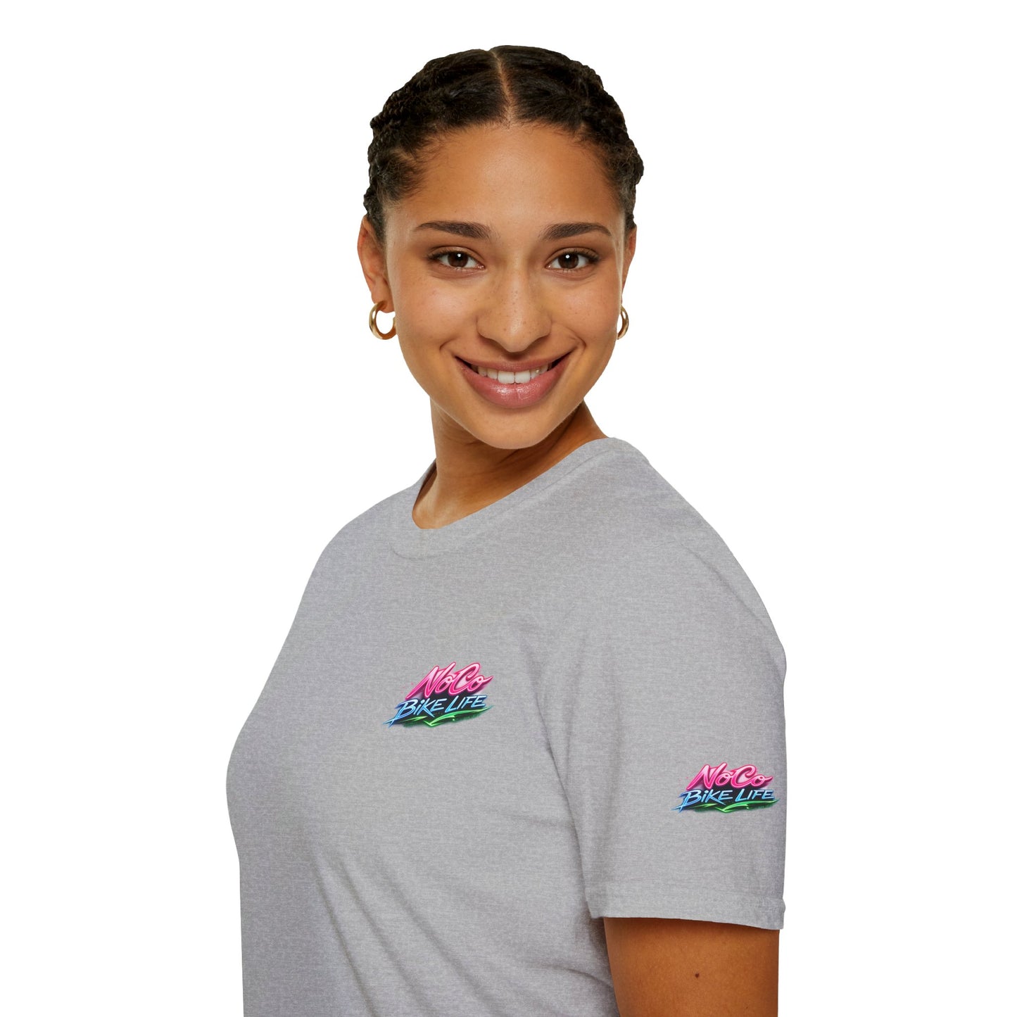 NoCo BikeLife Neon Retro Motorcycle T-Shirt — Chest, Back & Sleeve Print