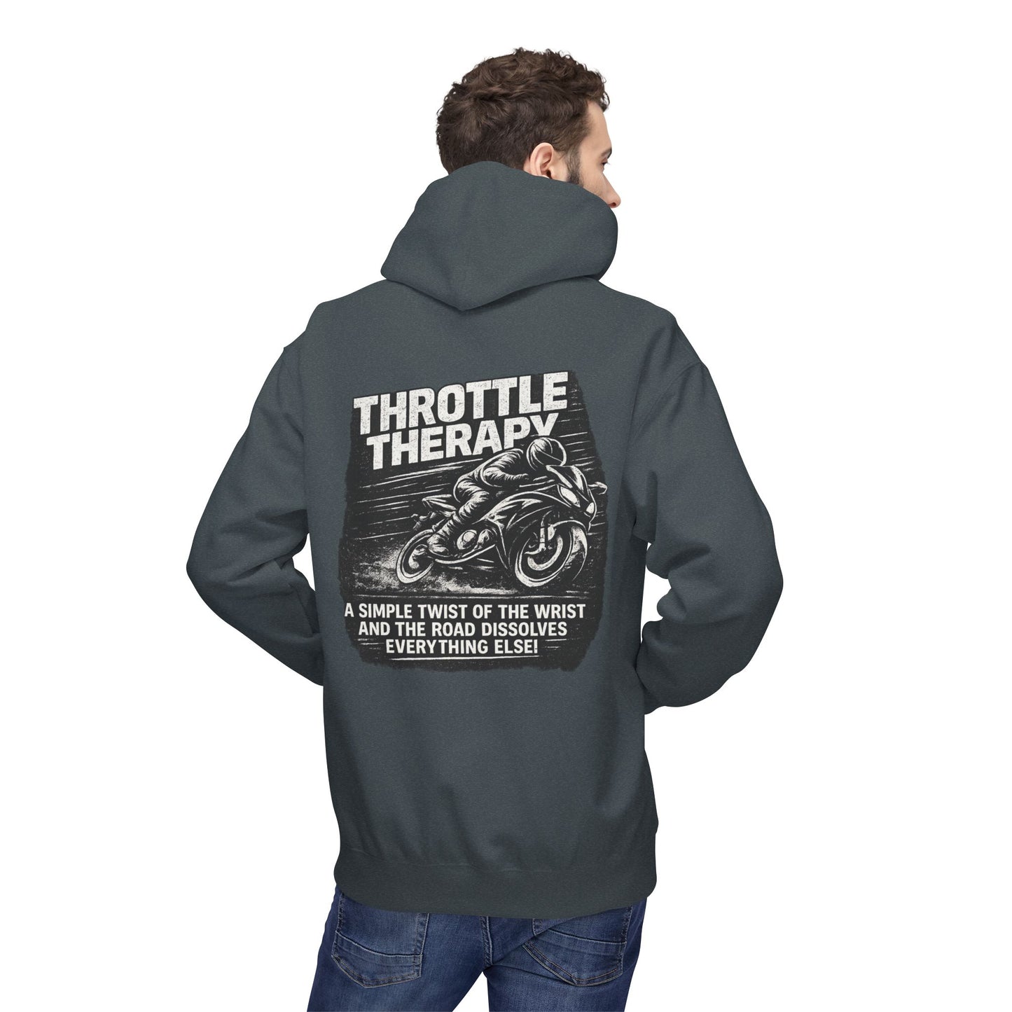 Throttle Therapy Hoodie — Motorcycle Rider Pullover with "A Simple Twist of the Wrist" Design