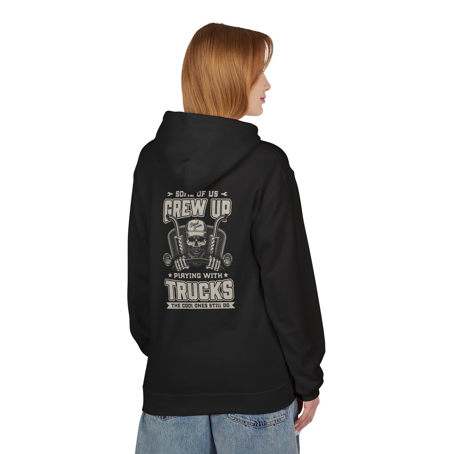 Truck Mechanic Hoodie — "Some of Us Grew Up Playing with Trucks" Vintage Workwear