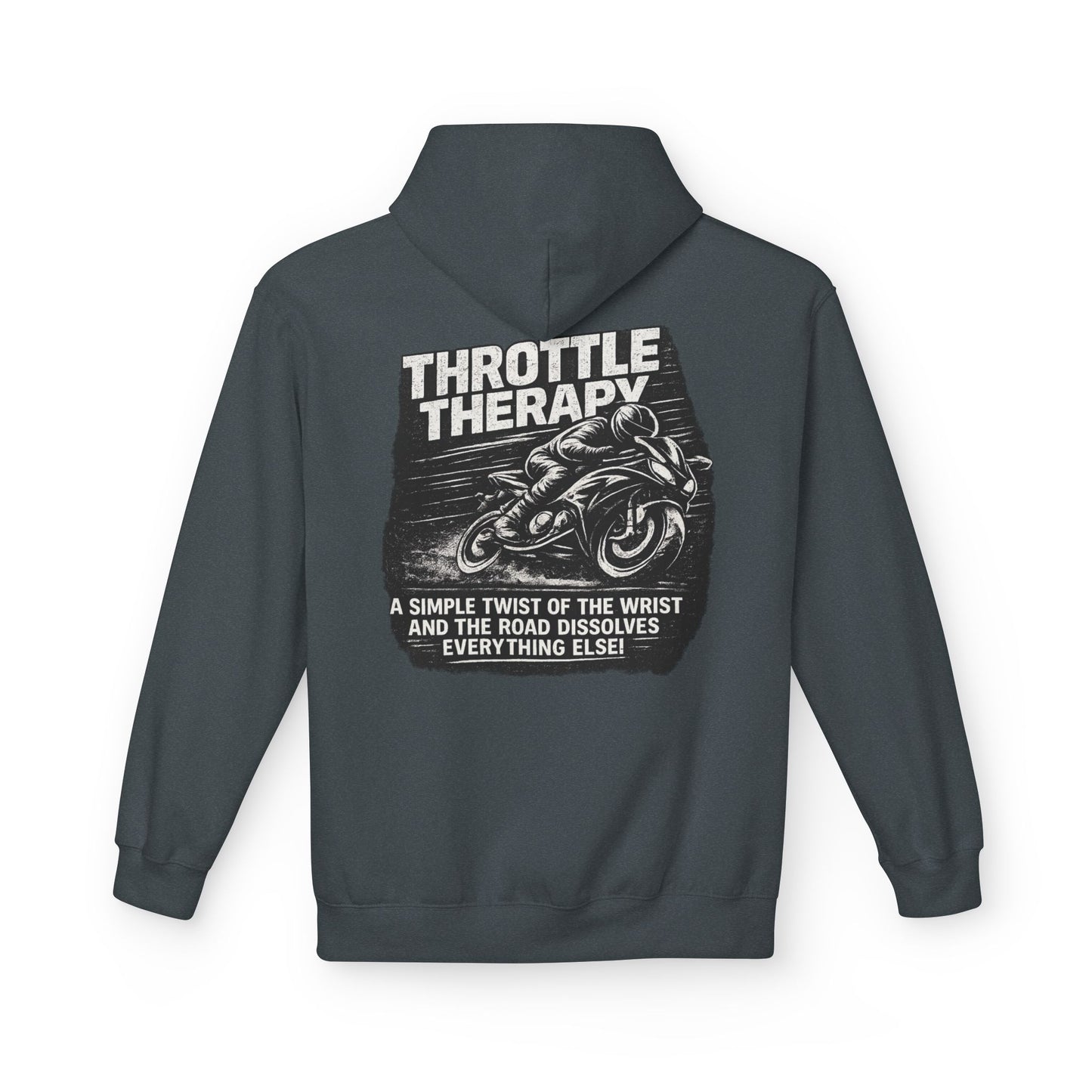 Throttle Therapy Hoodie — Motorcycle Rider Pullover with "A Simple Twist of the Wrist" Design
