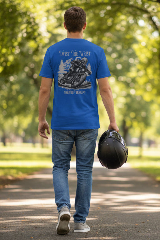 Motorcycle T-Shirt — "Twist The Wrist" Throttle Therapy Riding Shirt