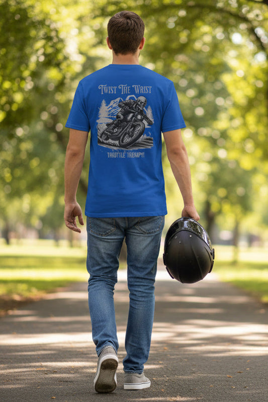 Motorcycle T-Shirt — "Twist The Wrist" Throttle Therapy Riding Shirt