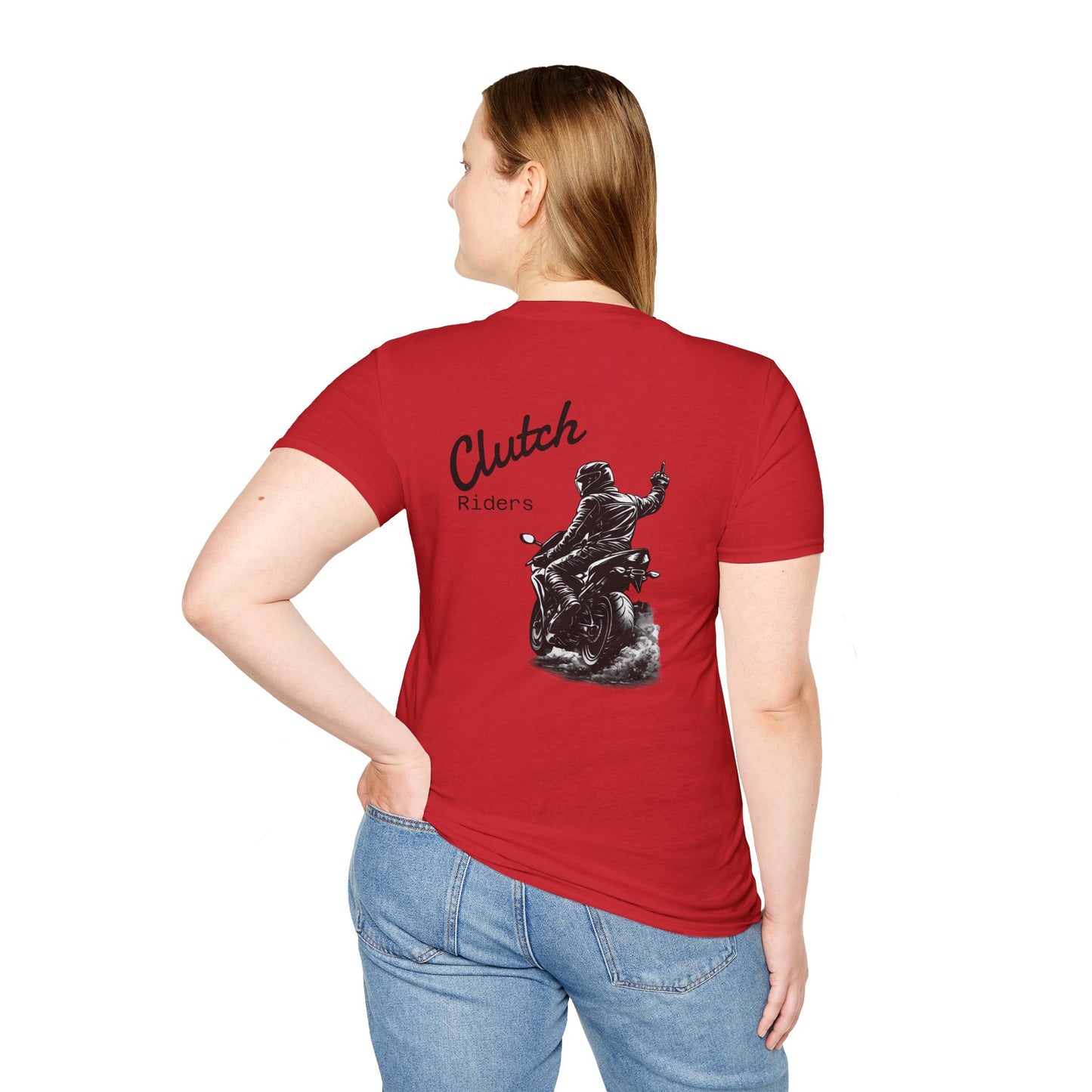 Motorcycle T-Shirt — “Clutch Riders” Back Graphic Biker Tee