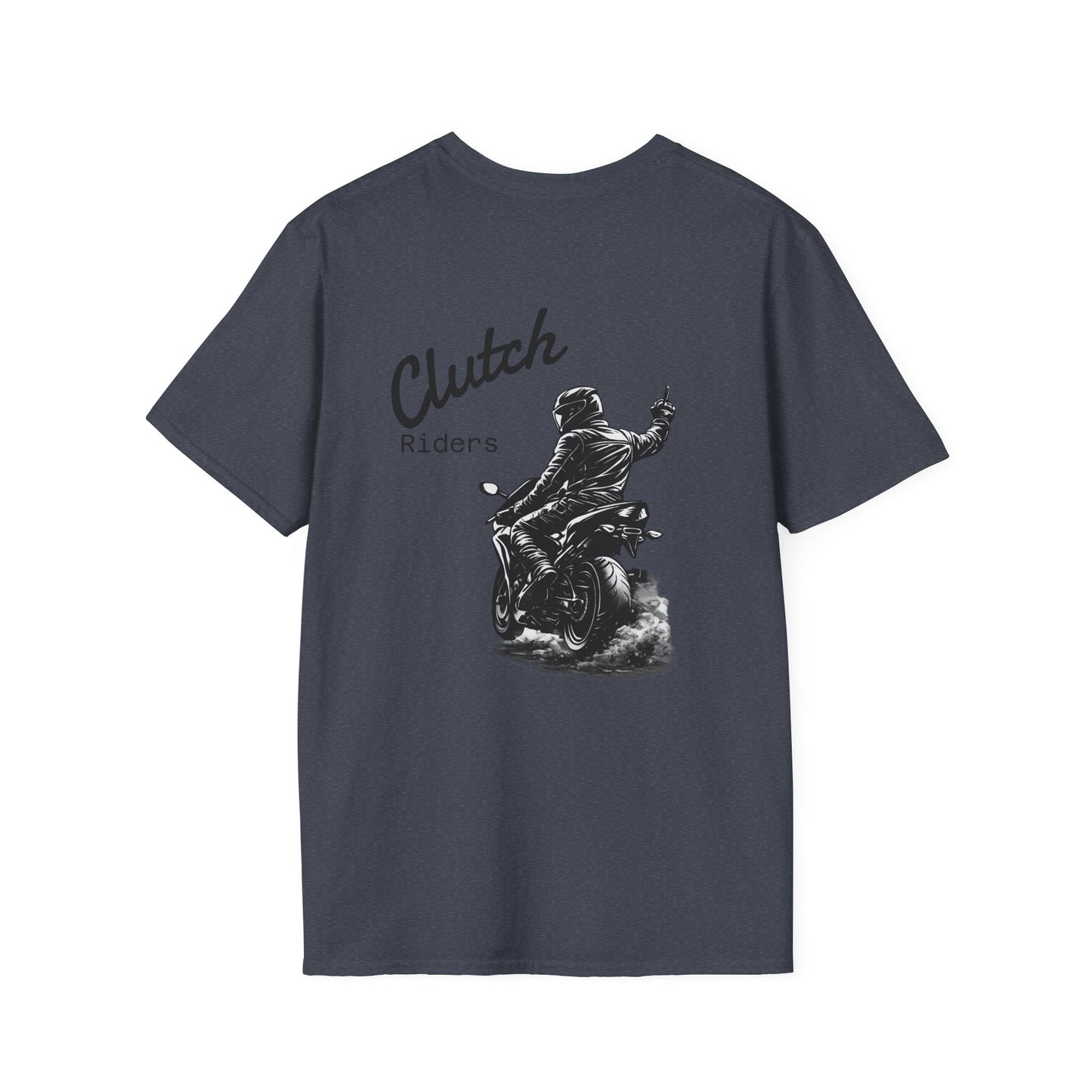 Motorcycle T-Shirt — “Clutch Riders” Back Graphic Biker Tee