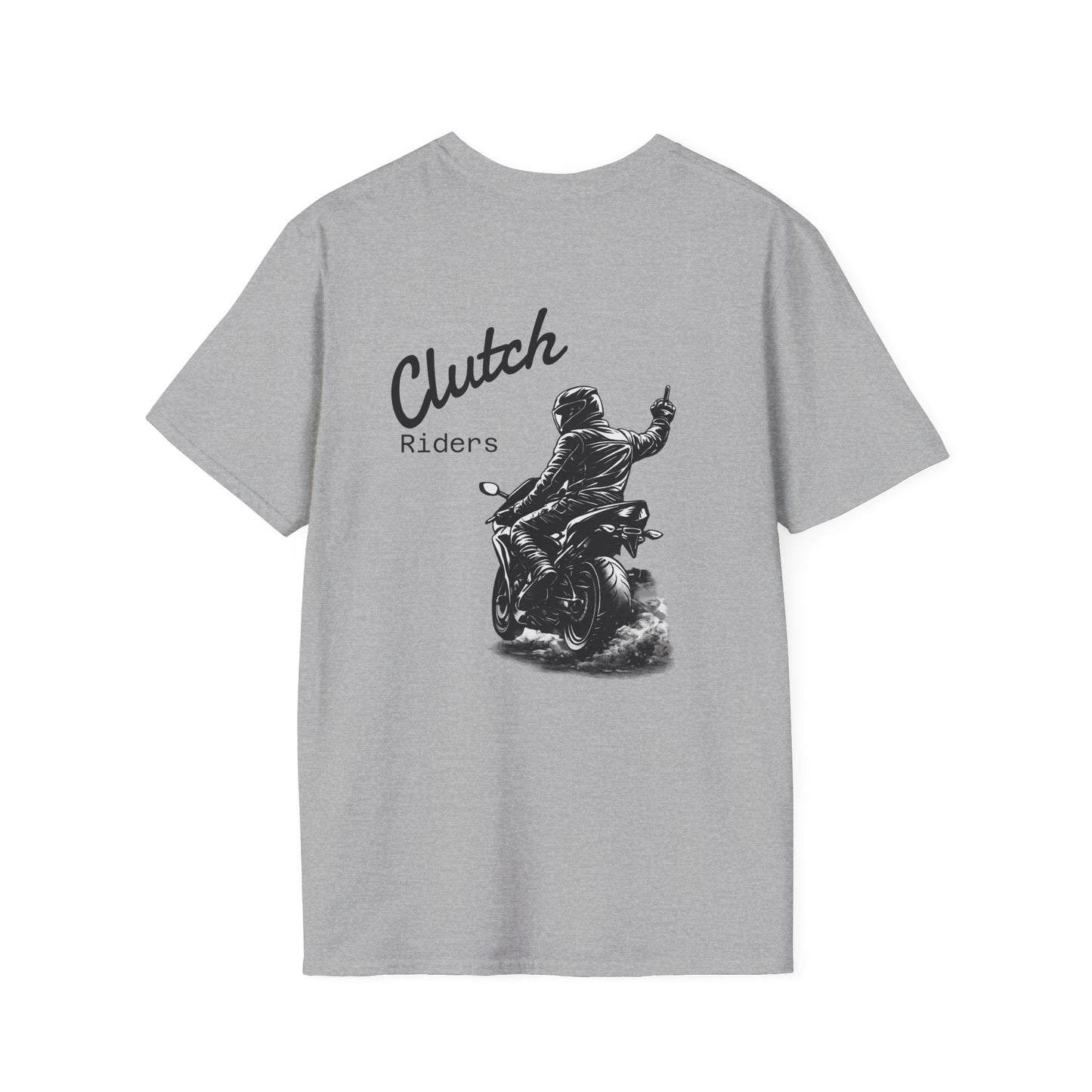 Motorcycle T-Shirt — “Clutch Riders” Back Graphic Biker Tee