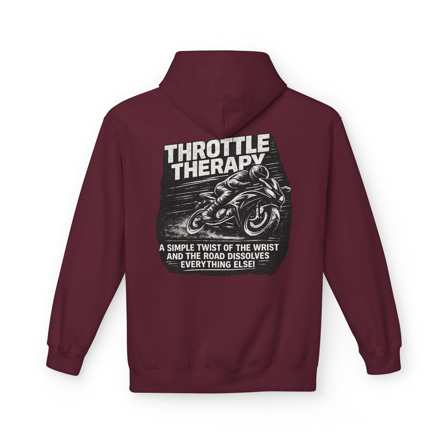 Throttle Therapy Hoodie — Motorcycle Rider Pullover with "A Simple Twist of the Wrist" Design