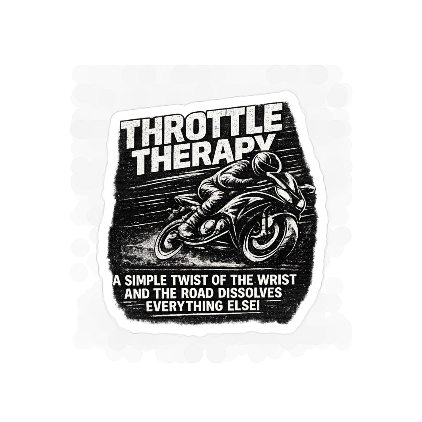 Throttle Therapy Motorcycle Sticker — Die-Cut Transparent Outdoor Decal