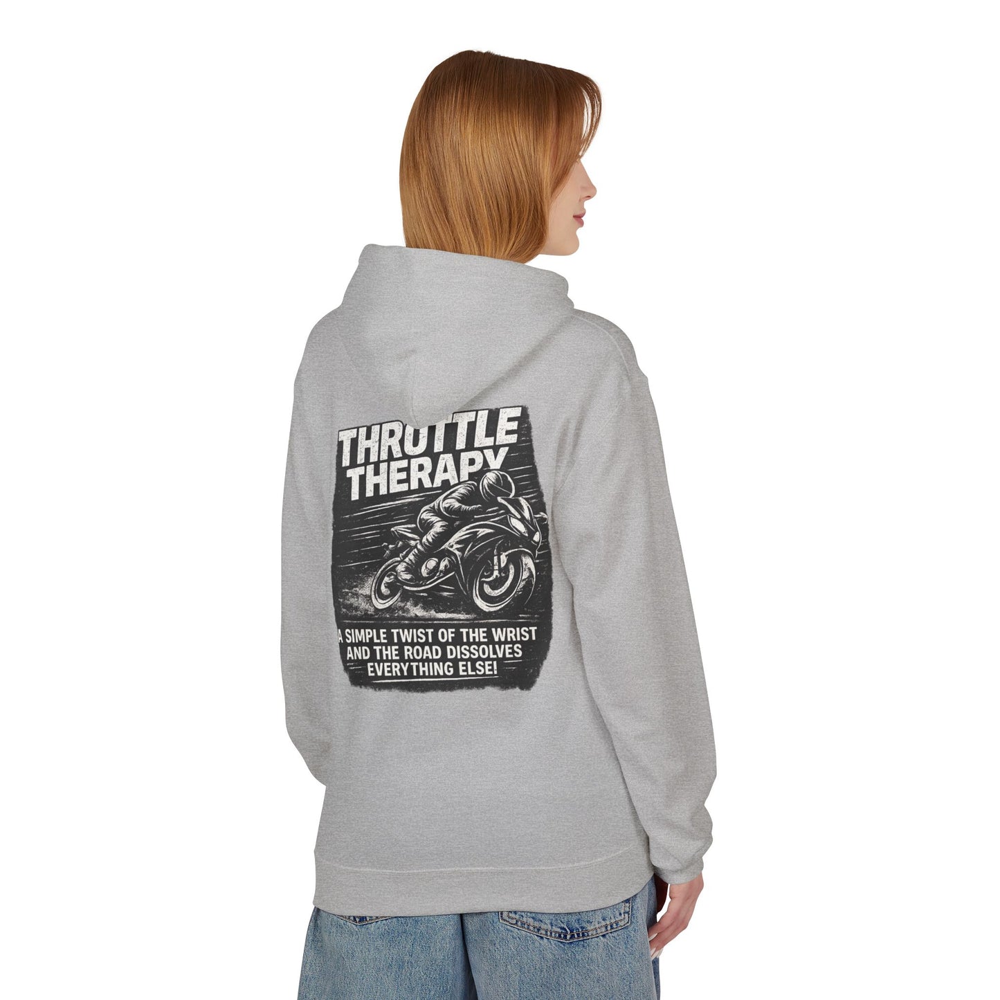 Throttle Therapy Hoodie — Motorcycle Rider Pullover with "A Simple Twist of the Wrist" Design