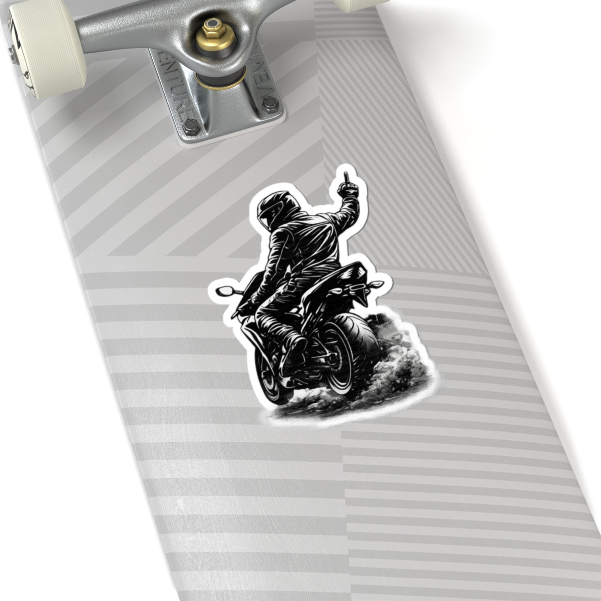 Motorcycle Rider Sticker — Middle Finger Biker Decal (Kiss-Cut)