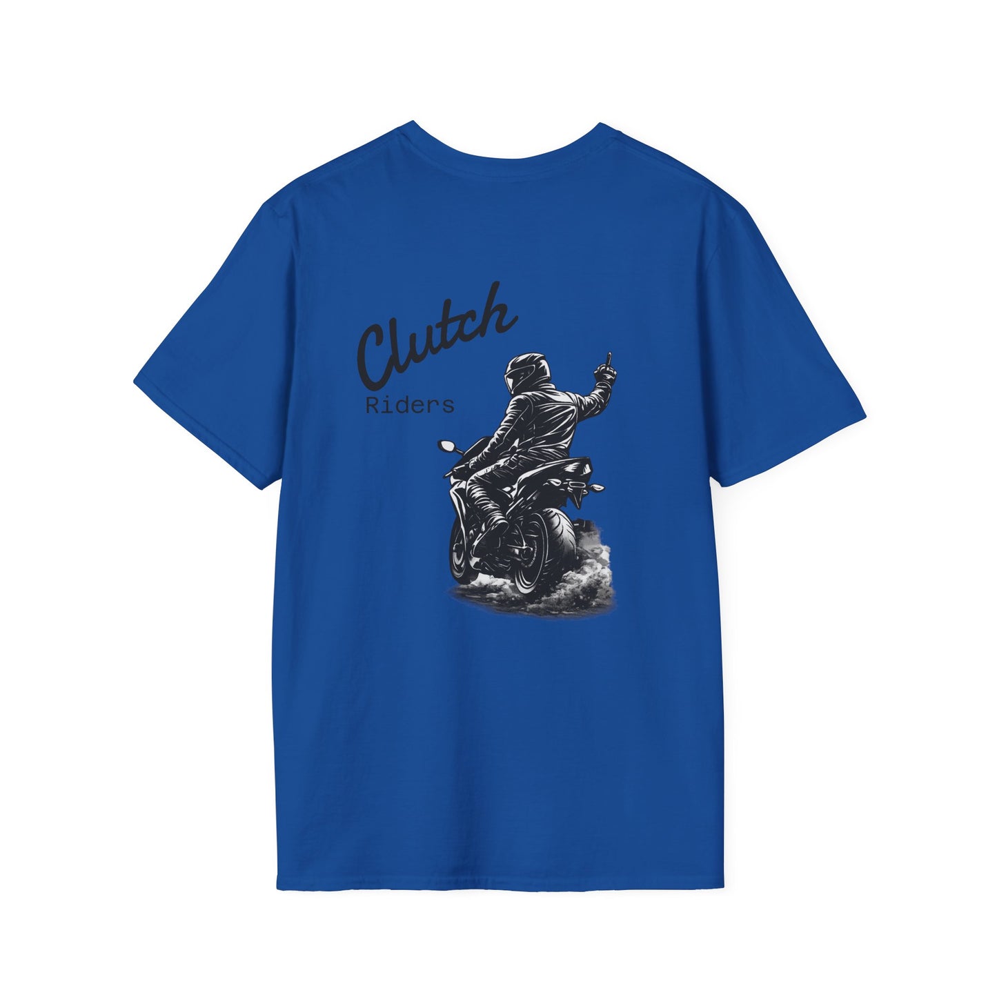 Motorcycle T-Shirt — “Clutch Riders” Back Graphic Biker Tee