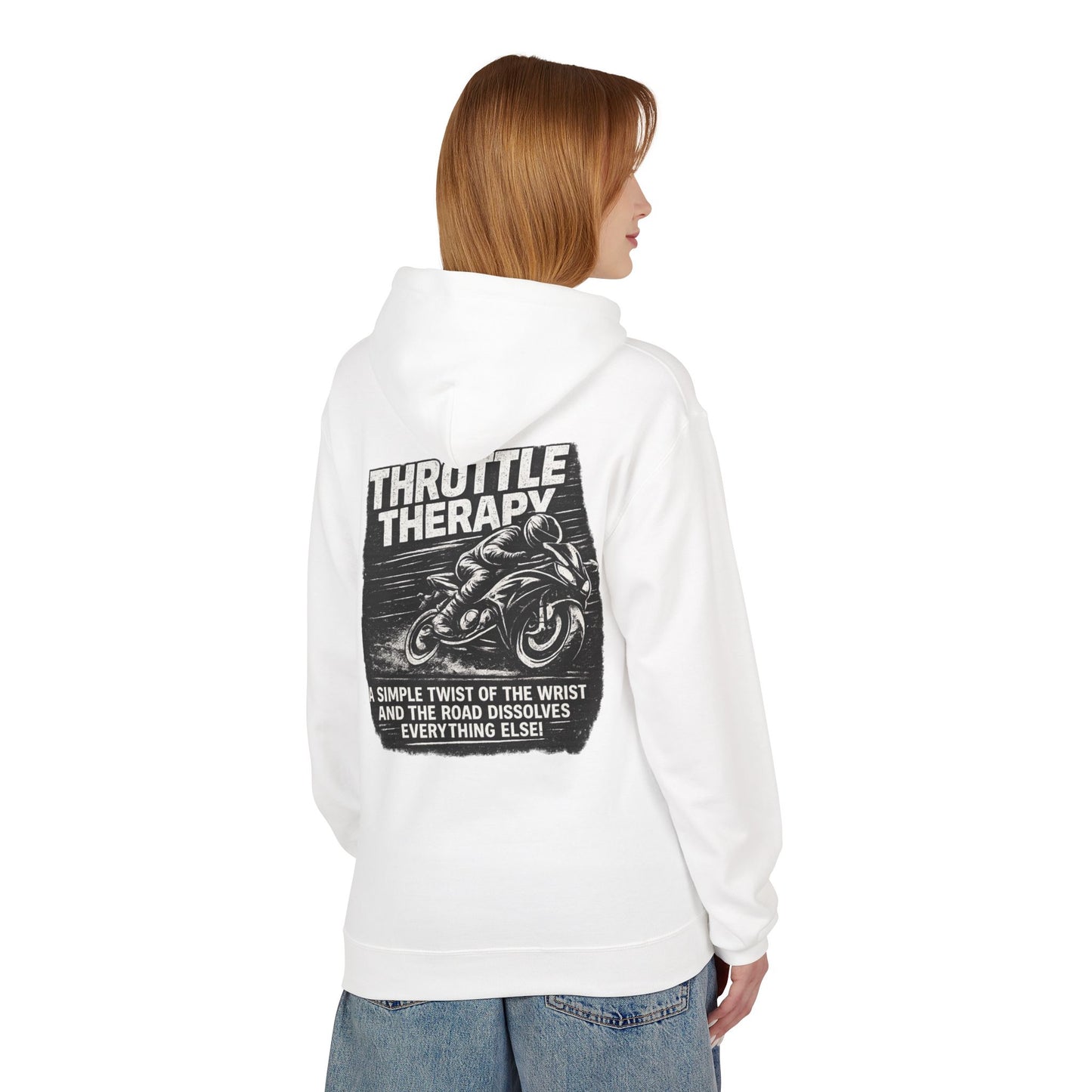 Throttle Therapy Hoodie — Motorcycle Rider Pullover with "A Simple Twist of the Wrist" Design