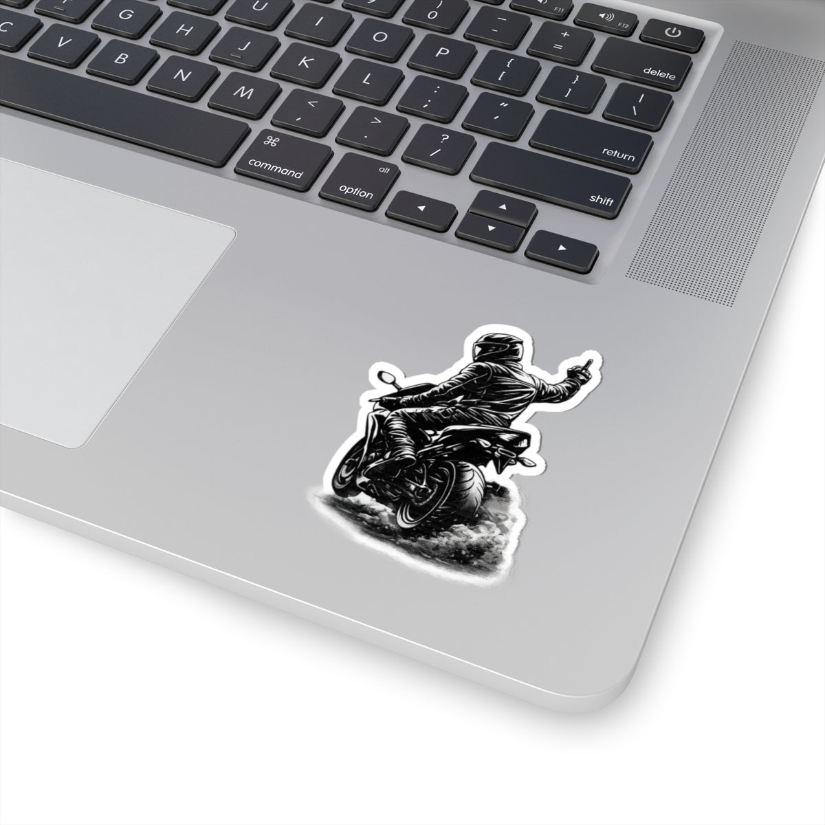 Motorcycle Rider Sticker — Middle Finger Biker Decal (Kiss-Cut)