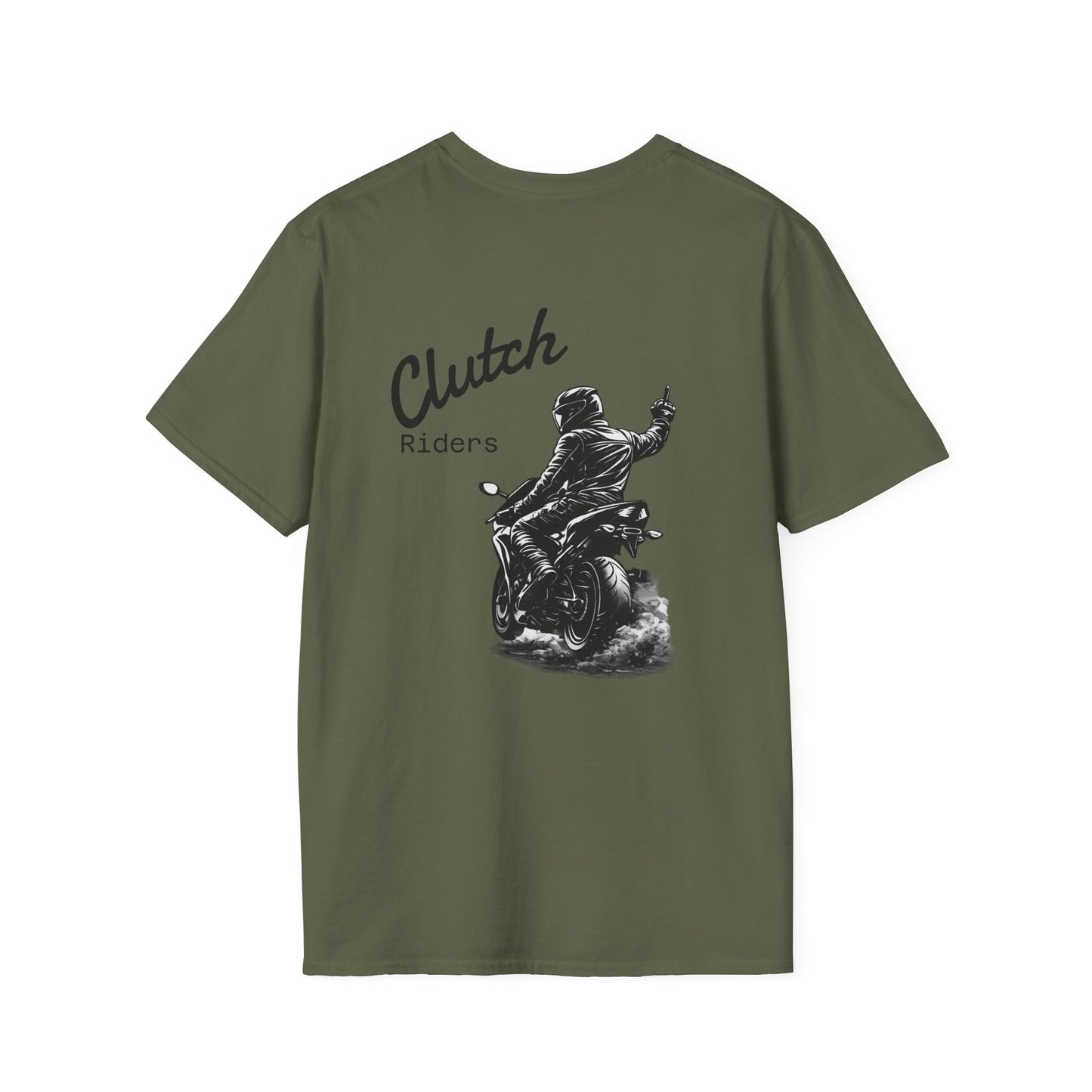 Motorcycle T-Shirt — “Clutch Riders” Back Graphic Biker Tee