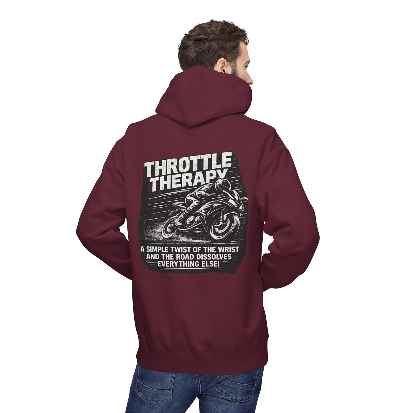 Throttle Therapy Hoodie — Motorcycle Rider Pullover with "A Simple Twist of the Wrist" Design