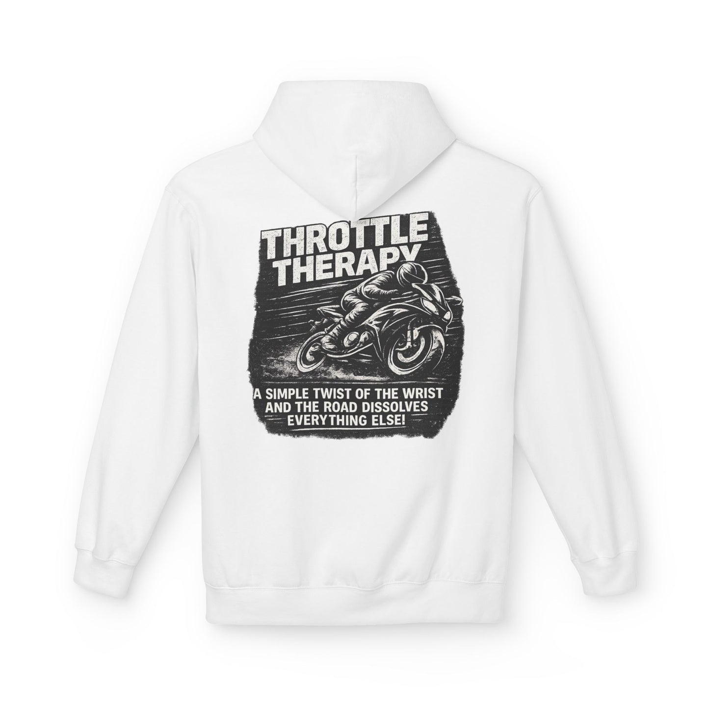 Throttle Therapy Hoodie — Motorcycle Rider Pullover with "A Simple Twist of the Wrist" Design