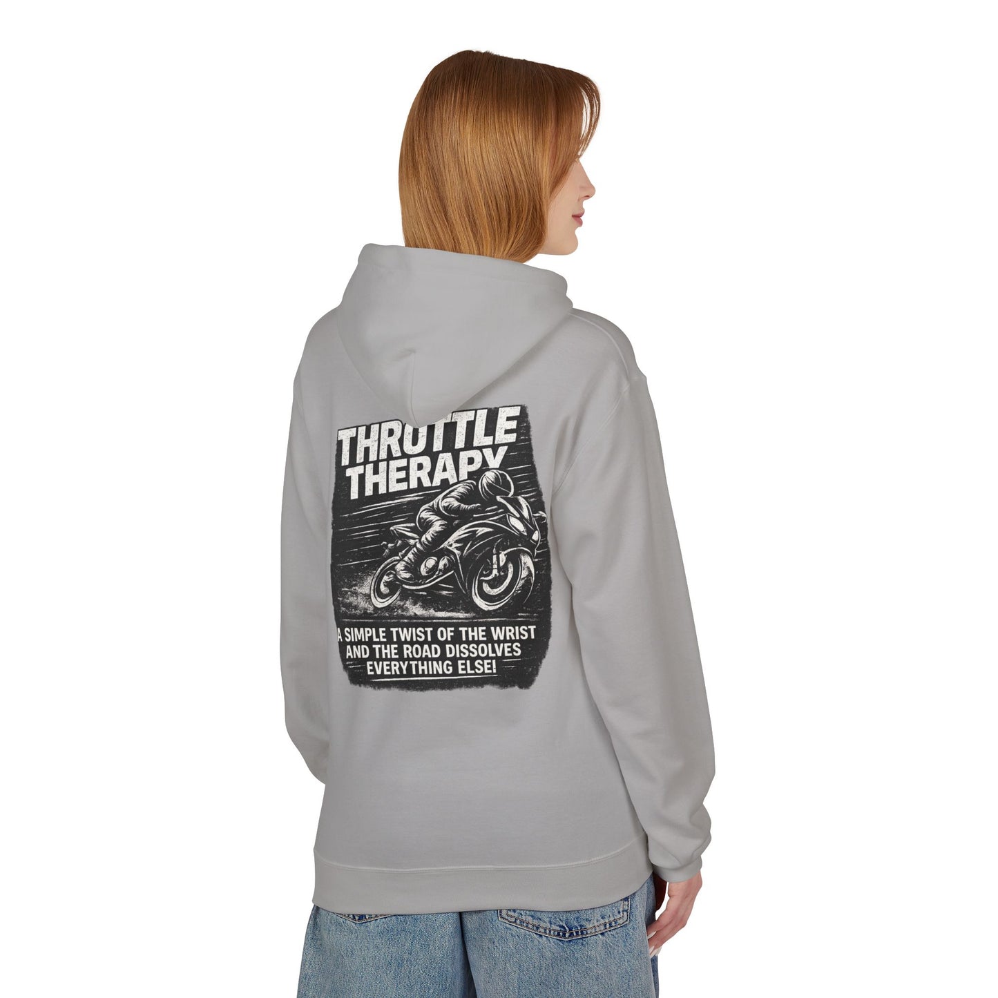 Throttle Therapy Hoodie — Motorcycle Rider Pullover with "A Simple Twist of the Wrist" Design