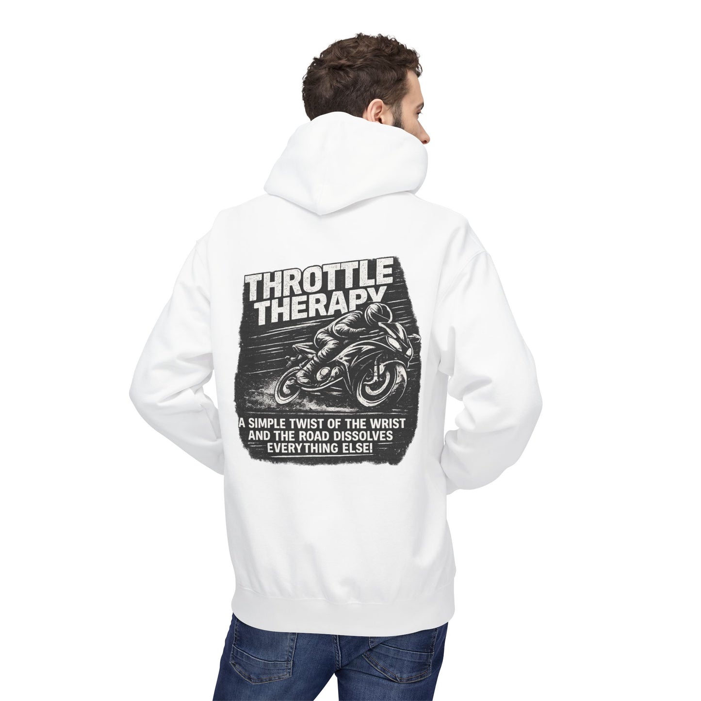 Throttle Therapy Hoodie — Motorcycle Rider Pullover with "A Simple Twist of the Wrist" Design