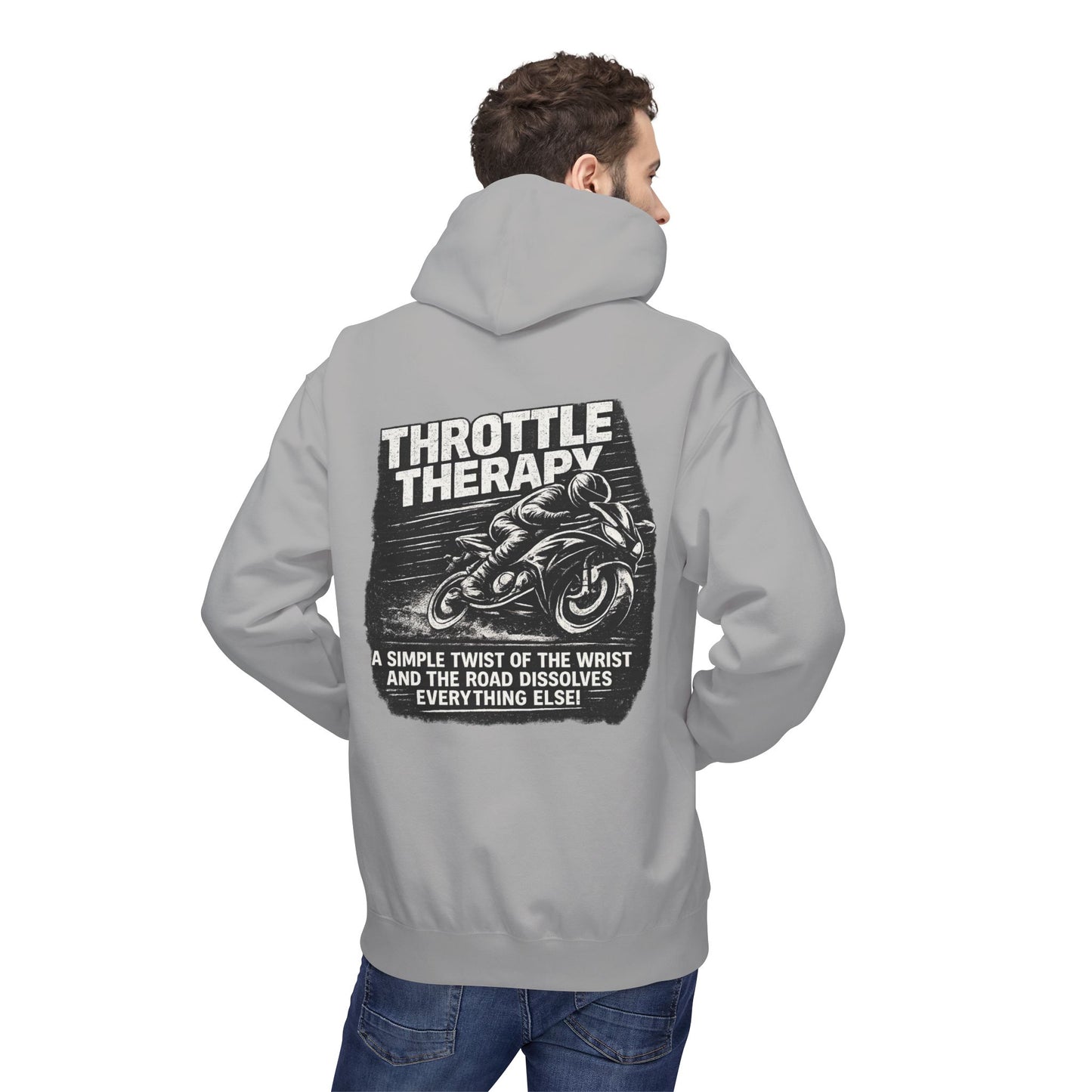 Throttle Therapy Hoodie — Motorcycle Rider Pullover with "A Simple Twist of the Wrist" Design