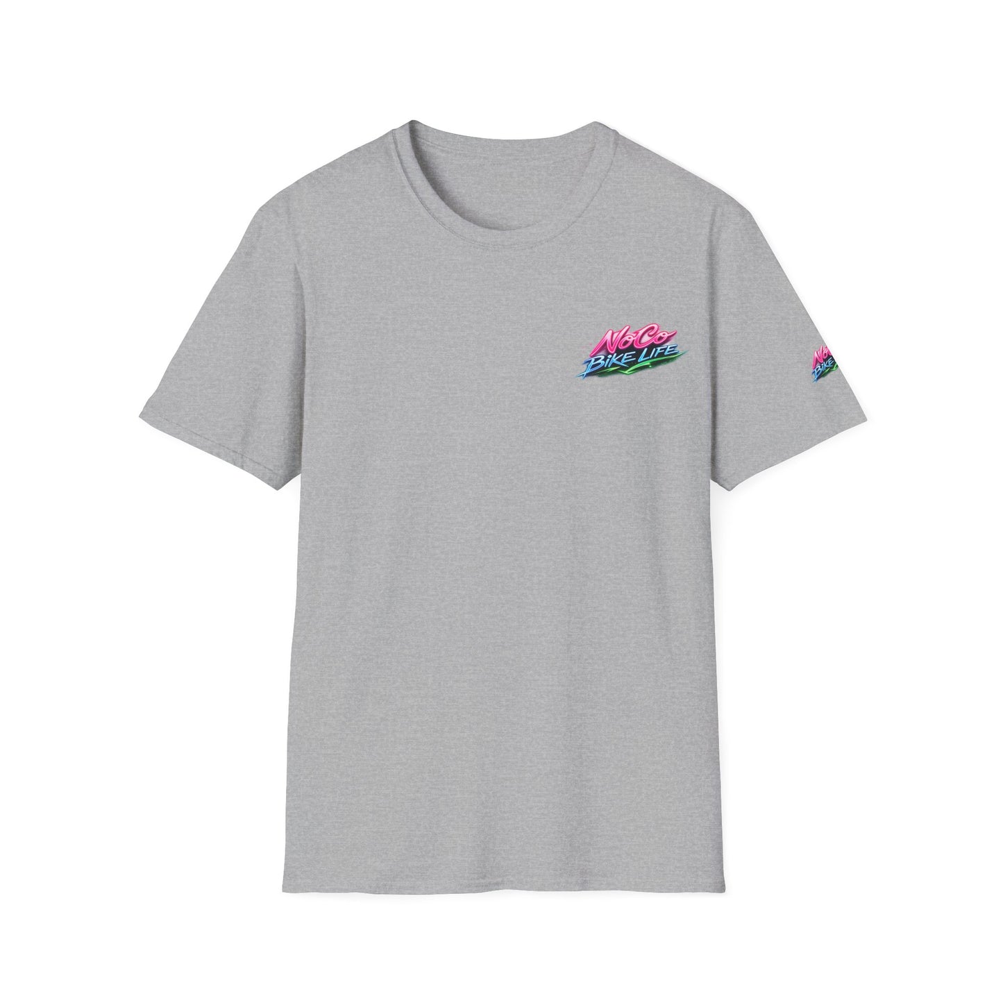 NoCo BikeLife Neon Retro Motorcycle T-Shirt — Chest, Back & Sleeve Print