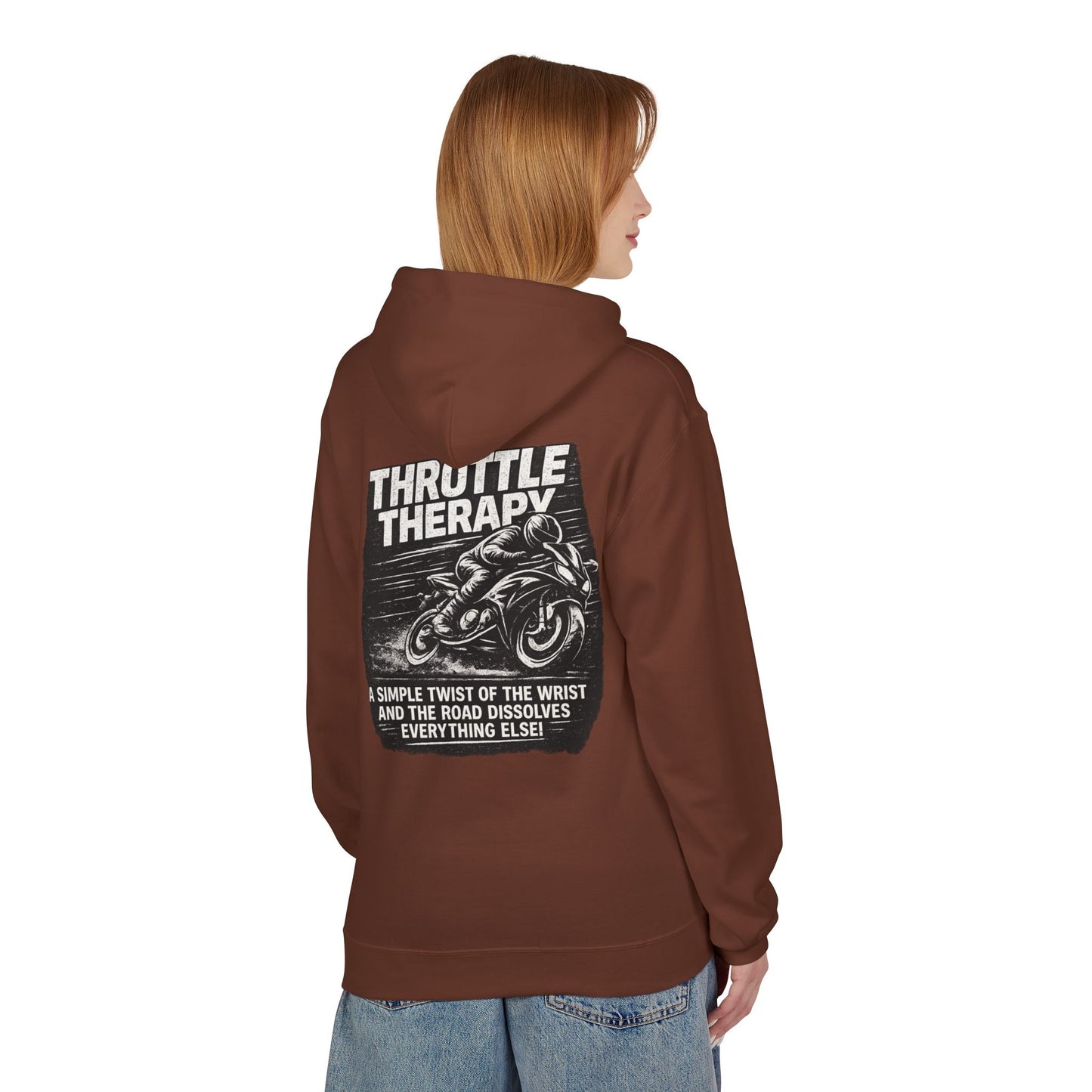 Throttle Therapy Hoodie — Motorcycle Rider Pullover with "A Simple Twist of the Wrist" Design