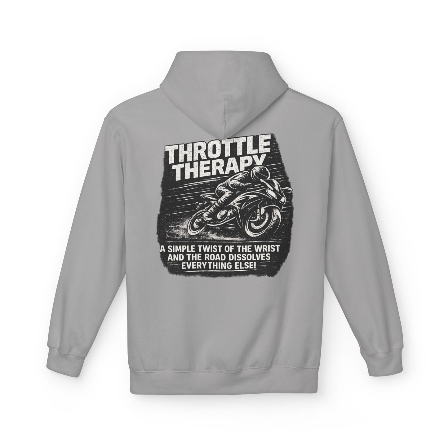 Throttle Therapy Hoodie — Motorcycle Rider Pullover with "A Simple Twist of the Wrist" Design