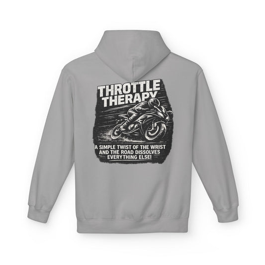 Throttle Therapy Hoodie — Motorcycle Rider Pullover with "A Simple Twist of the Wrist" Design