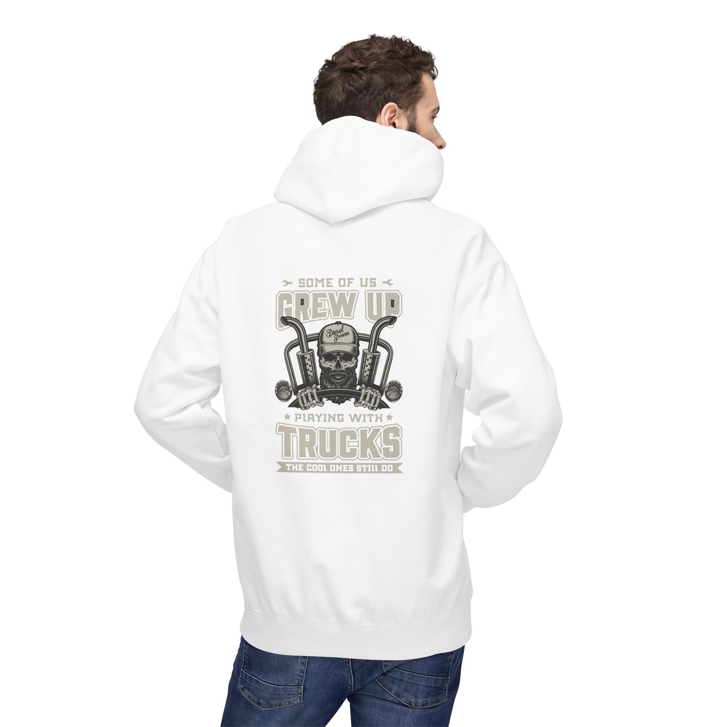 Truck Mechanic Hoodie — "Some of Us Grew Up Playing with Trucks" Vintage Workwear