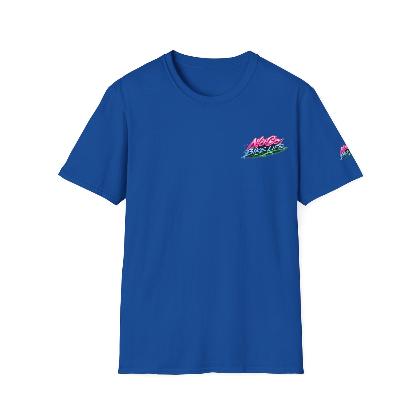 NoCo BikeLife Neon Retro Motorcycle T-Shirt — Chest, Back & Sleeve Print