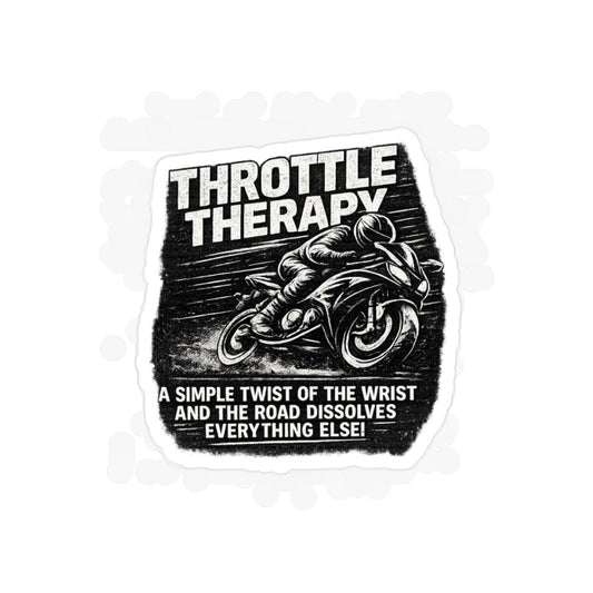 Throttle Therapy Motorcycle Sticker — Die-Cut Transparent Outdoor Decal