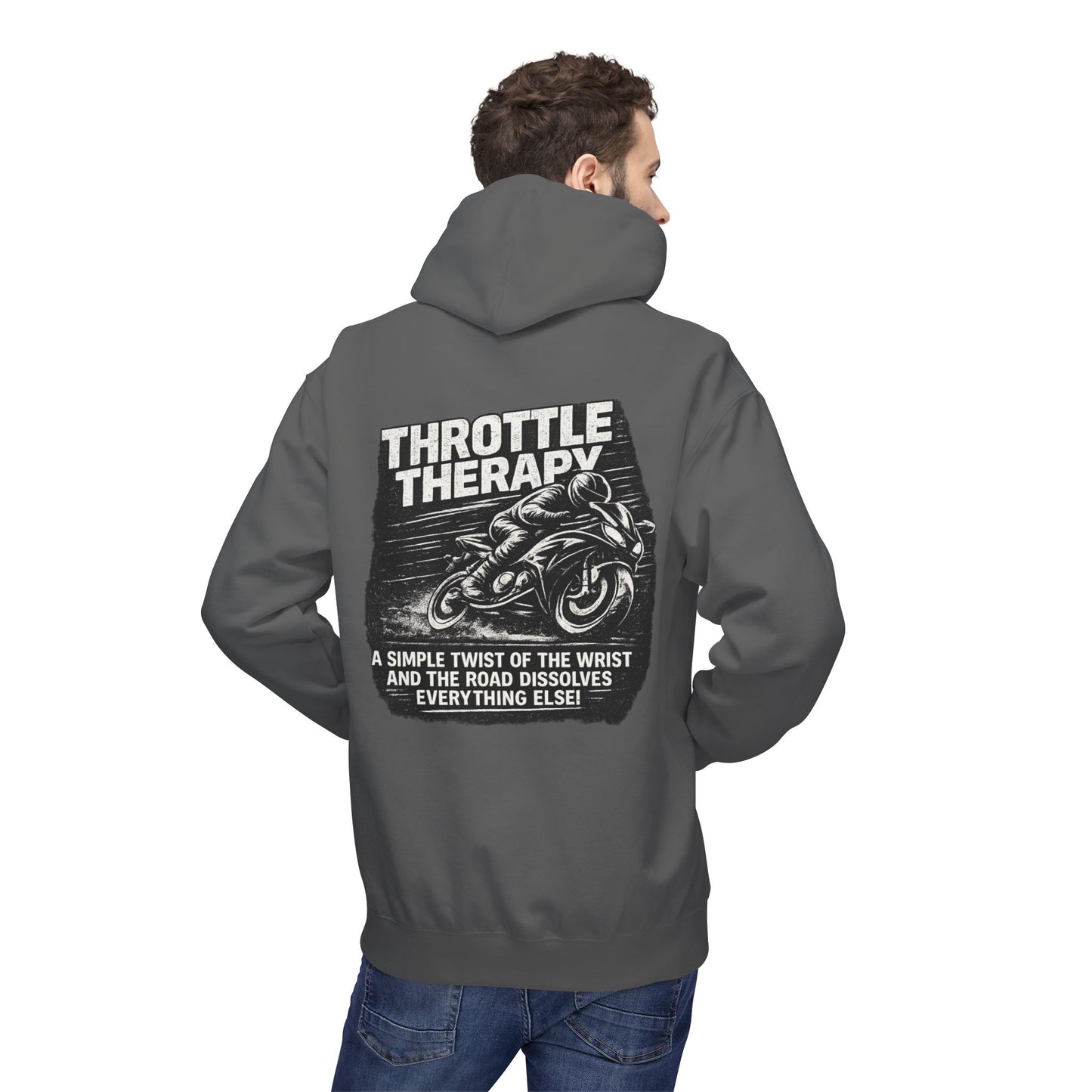 Throttle Therapy Hoodie — Motorcycle Rider Pullover with "A Simple Twist of the Wrist" Design