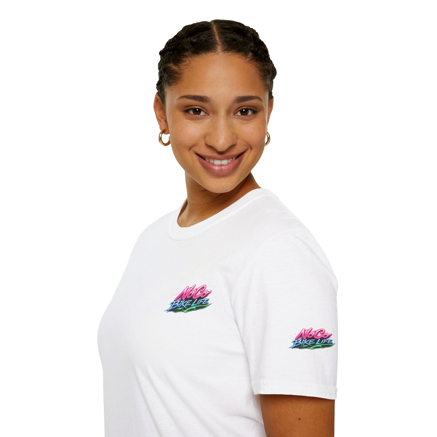NoCo BikeLife Neon Retro Motorcycle T-Shirt — Chest, Back & Sleeve Print
