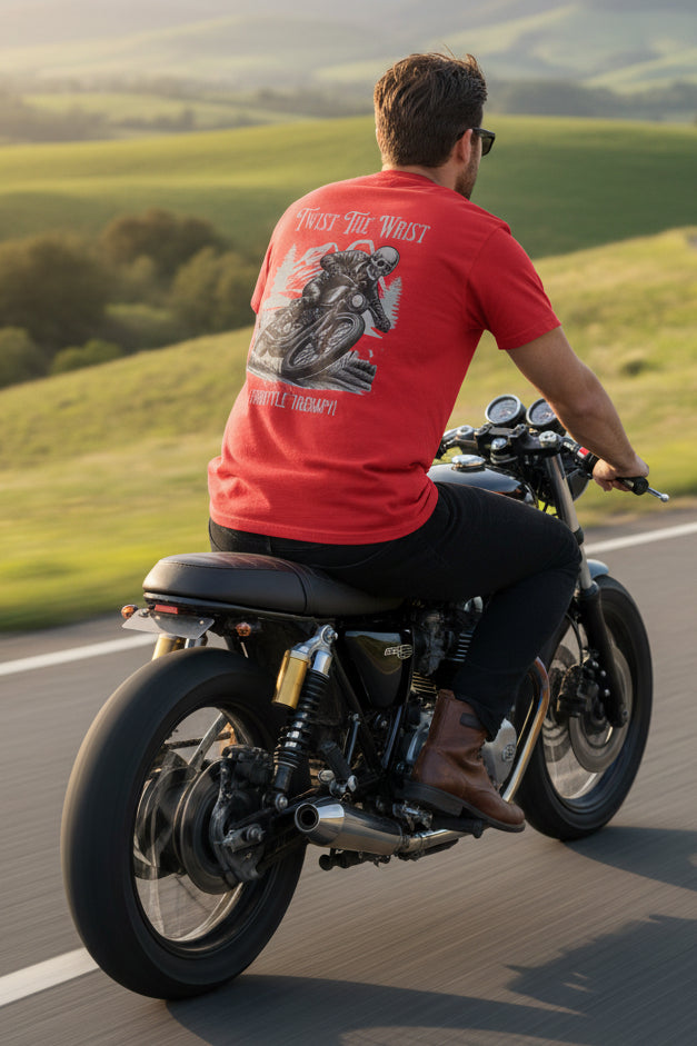 Motorcycle T-Shirt — "Twist The Wrist" Throttle Therapy Riding Shirt