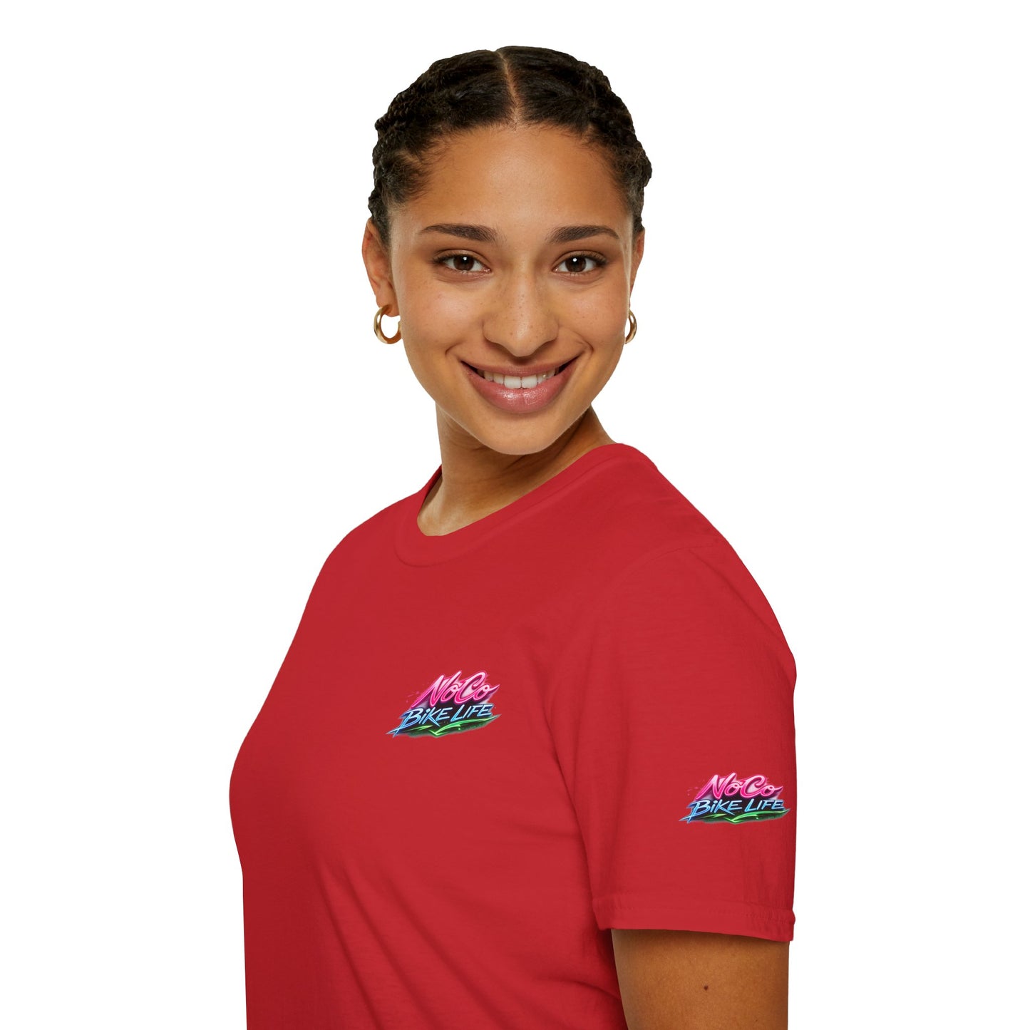 NoCo BikeLife Neon Retro Motorcycle T-Shirt — Chest, Back & Sleeve Print