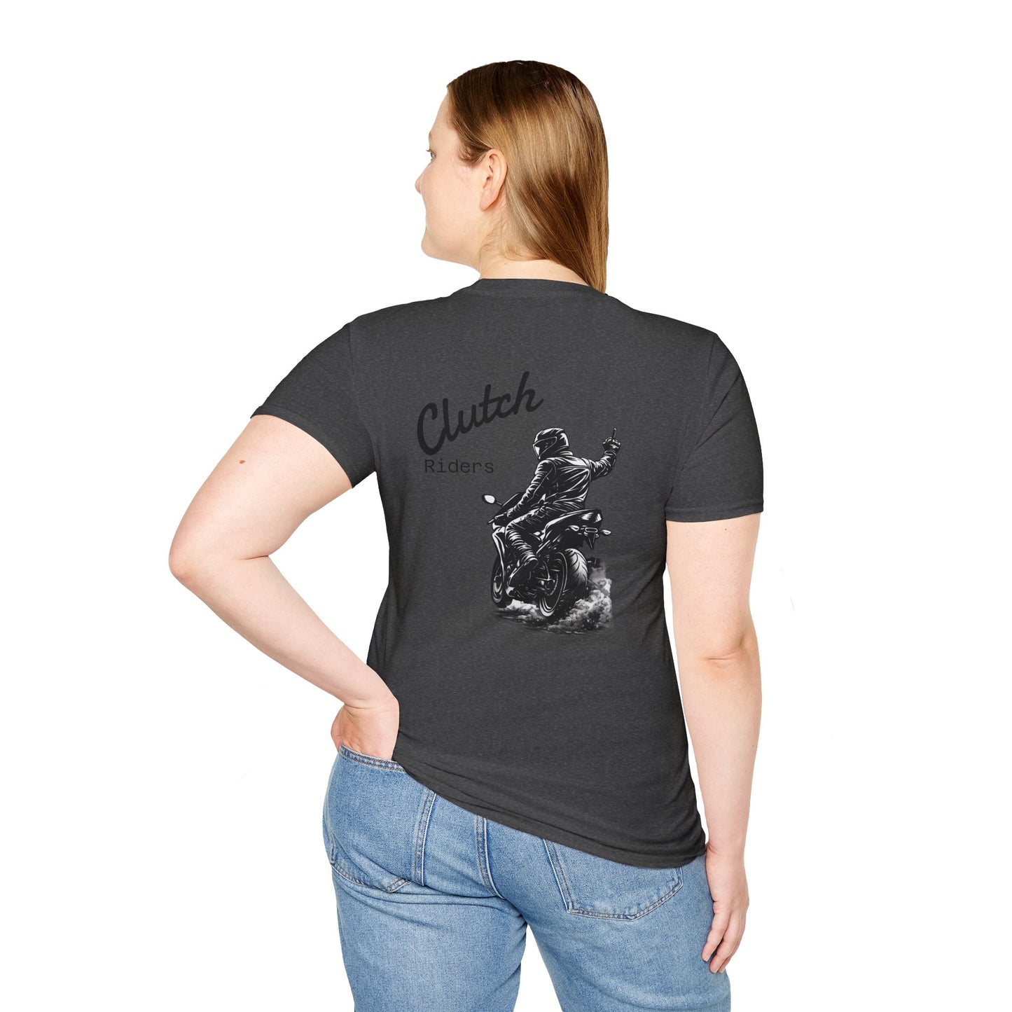 Motorcycle T-Shirt — “Clutch Riders” Back Graphic Biker Tee