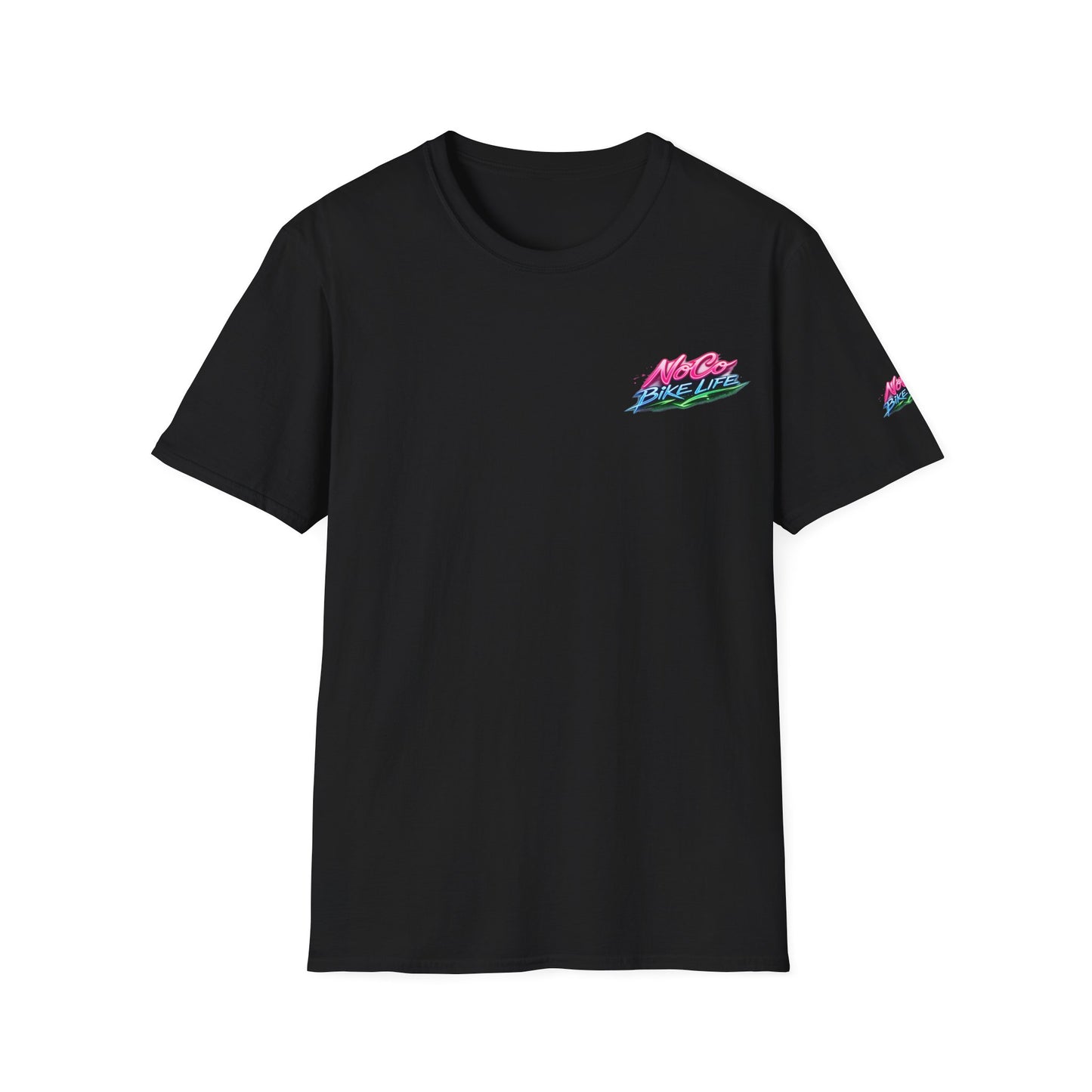 NoCo BikeLife Neon Retro Motorcycle T-Shirt — Chest, Back & Sleeve Print