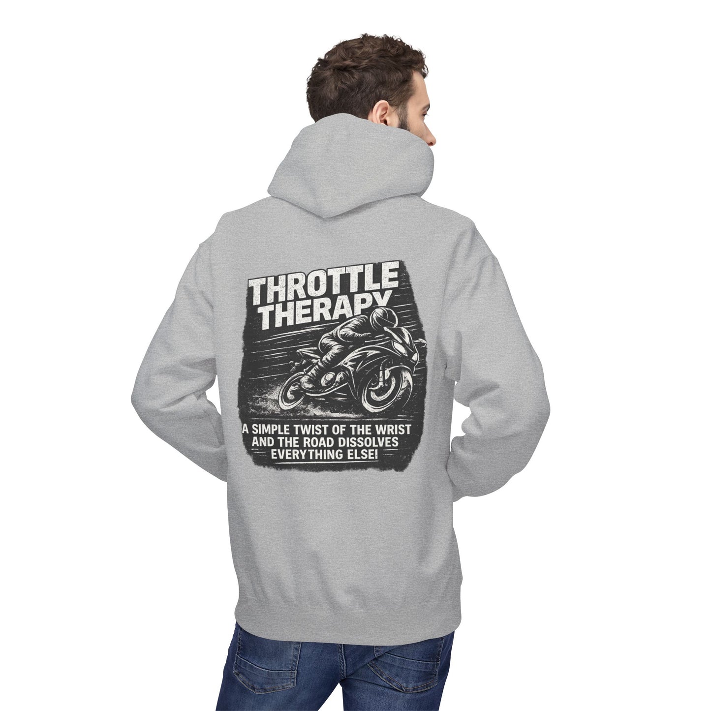 Throttle Therapy Hoodie — Motorcycle Rider Pullover with "A Simple Twist of the Wrist" Design