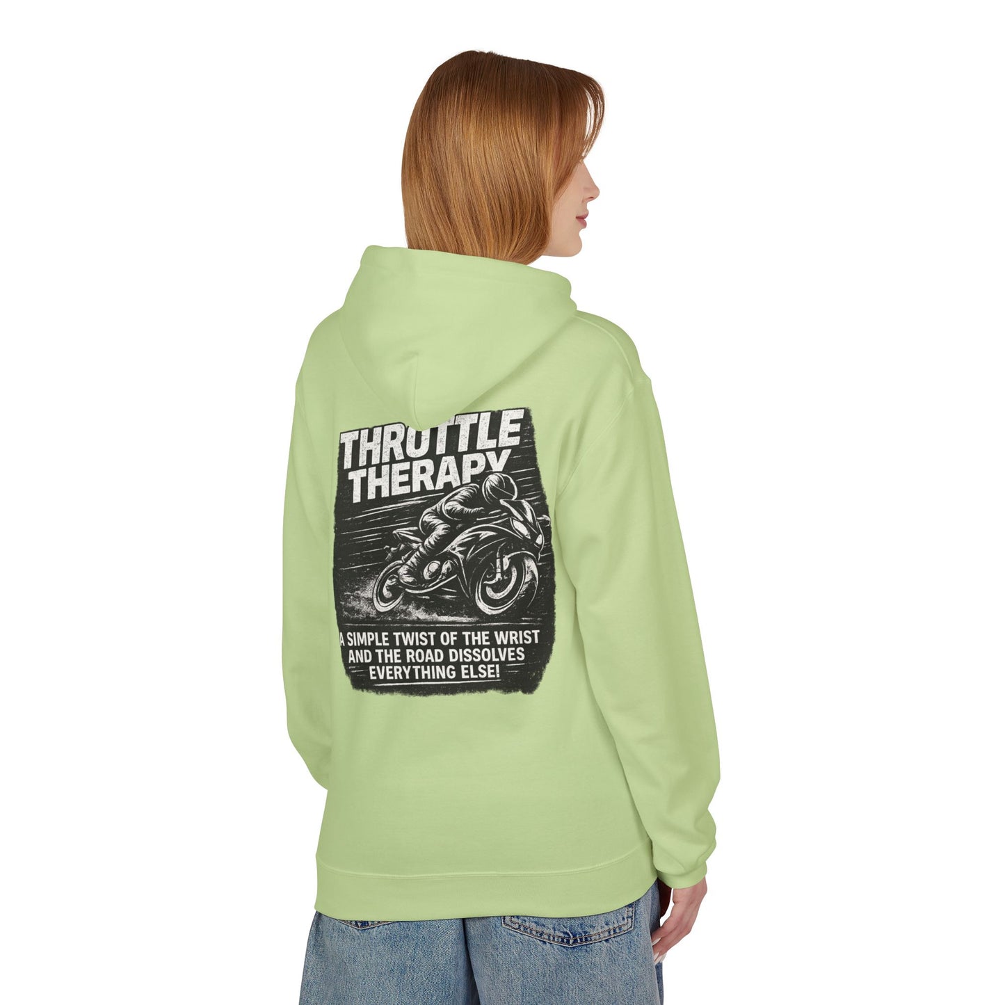 Throttle Therapy Hoodie — Motorcycle Rider Pullover with "A Simple Twist of the Wrist" Design