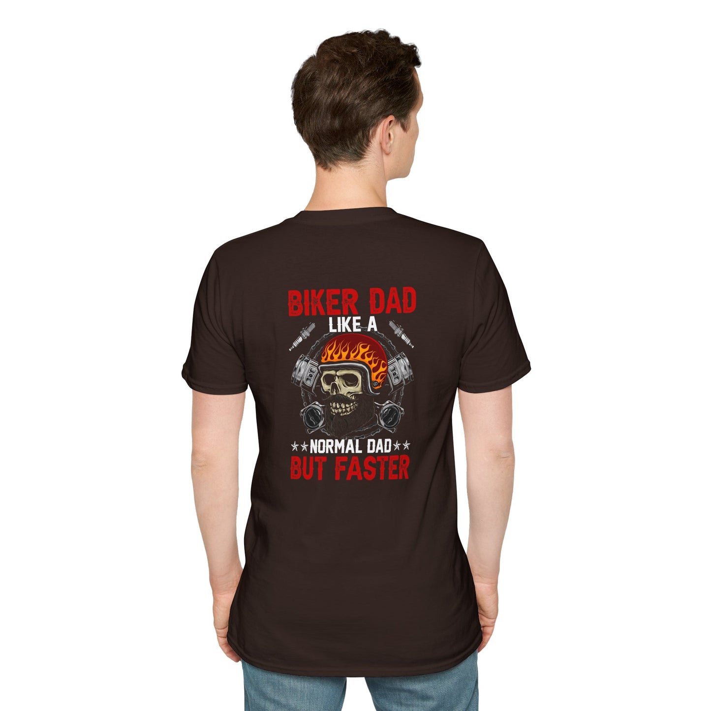 Biker Dad But Faster T-Shirt — Vintage Motorcycle Helmet Tee for Fathers