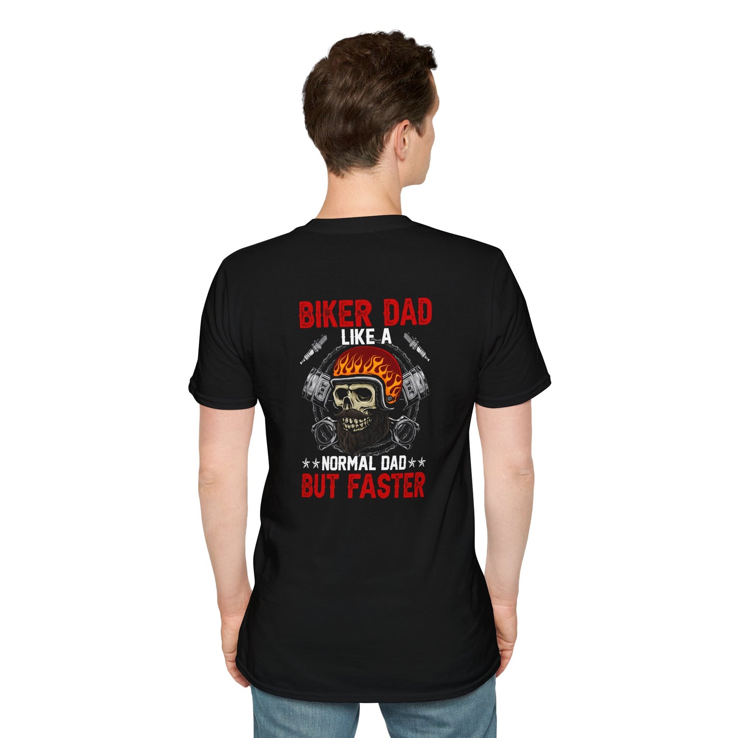 Biker Dad But Faster T-Shirt — Vintage Motorcycle Helmet Tee for Fathers