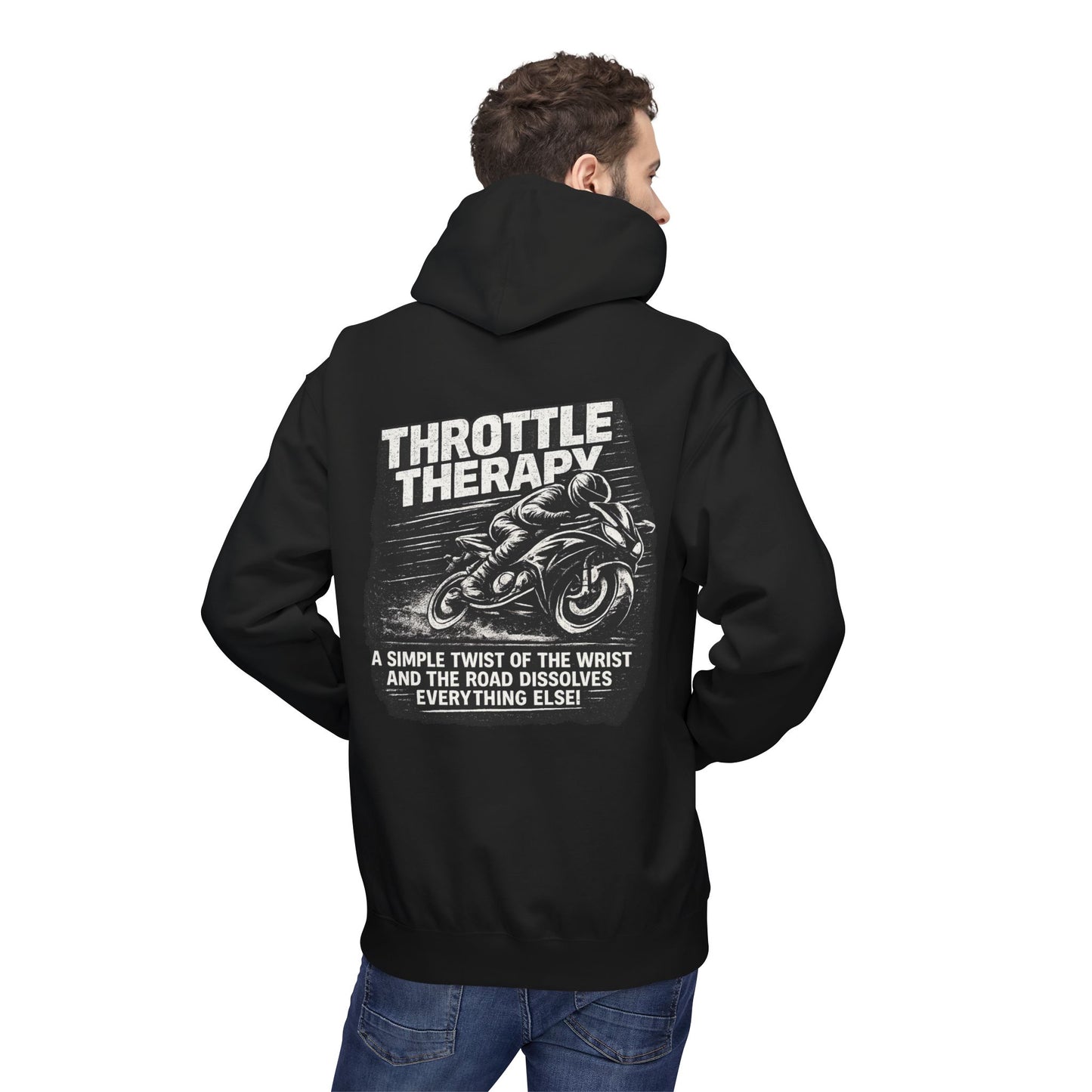 Throttle Therapy Hoodie — Motorcycle Rider Pullover with "A Simple Twist of the Wrist" Design
