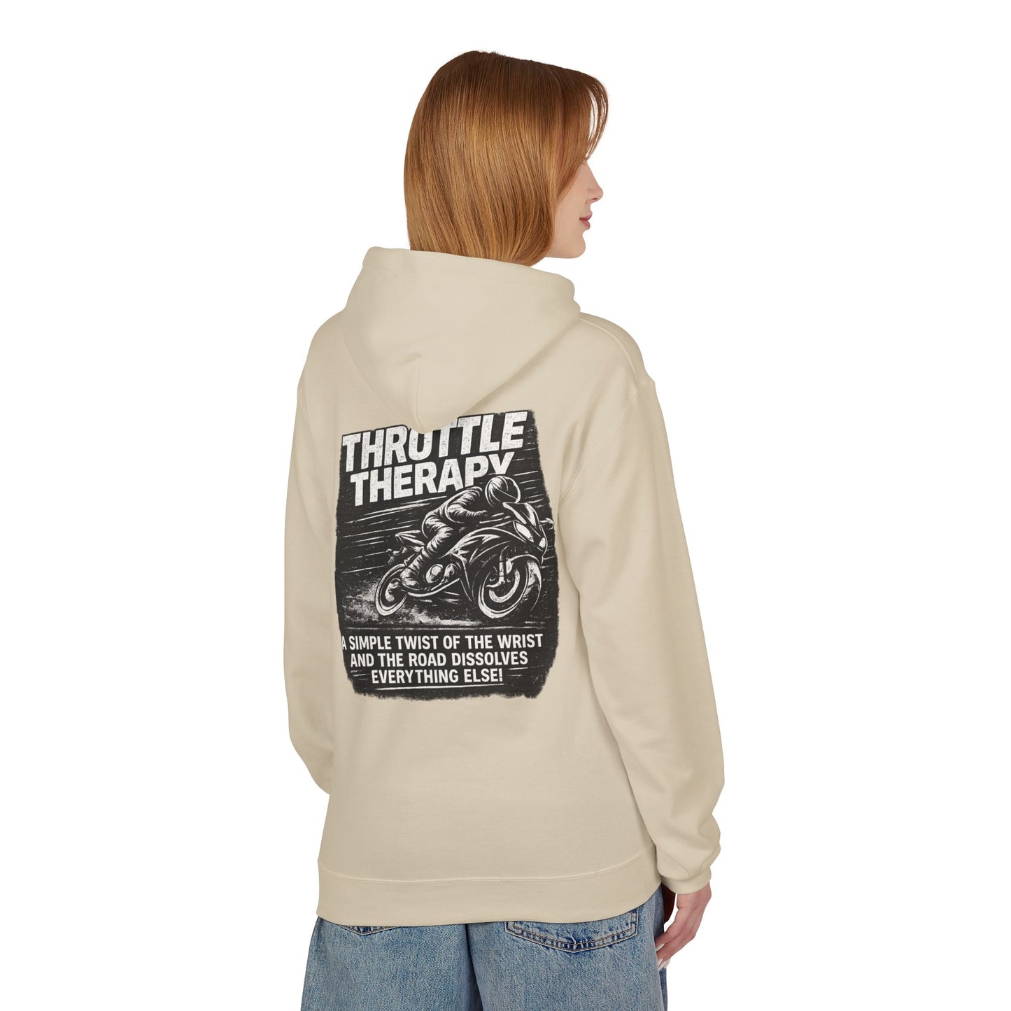 Throttle Therapy Hoodie — Motorcycle Rider Pullover with "A Simple Twist of the Wrist" Design