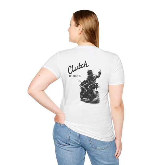 Motorcycle T-Shirt — “Clutch Riders” Back Graphic Biker Tee