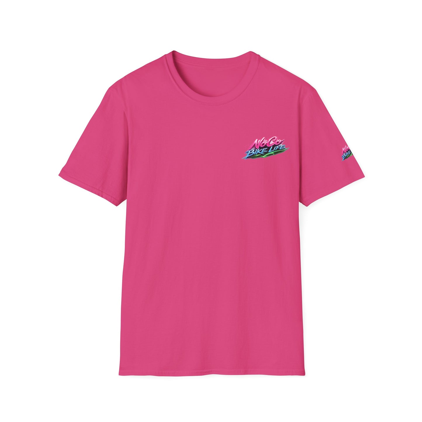 NoCo BikeLife Neon Retro Motorcycle T-Shirt — Chest, Back & Sleeve Print