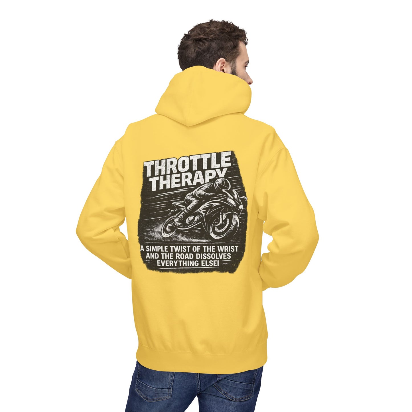 Throttle Therapy Hoodie — Motorcycle Rider Pullover with "A Simple Twist of the Wrist" Design