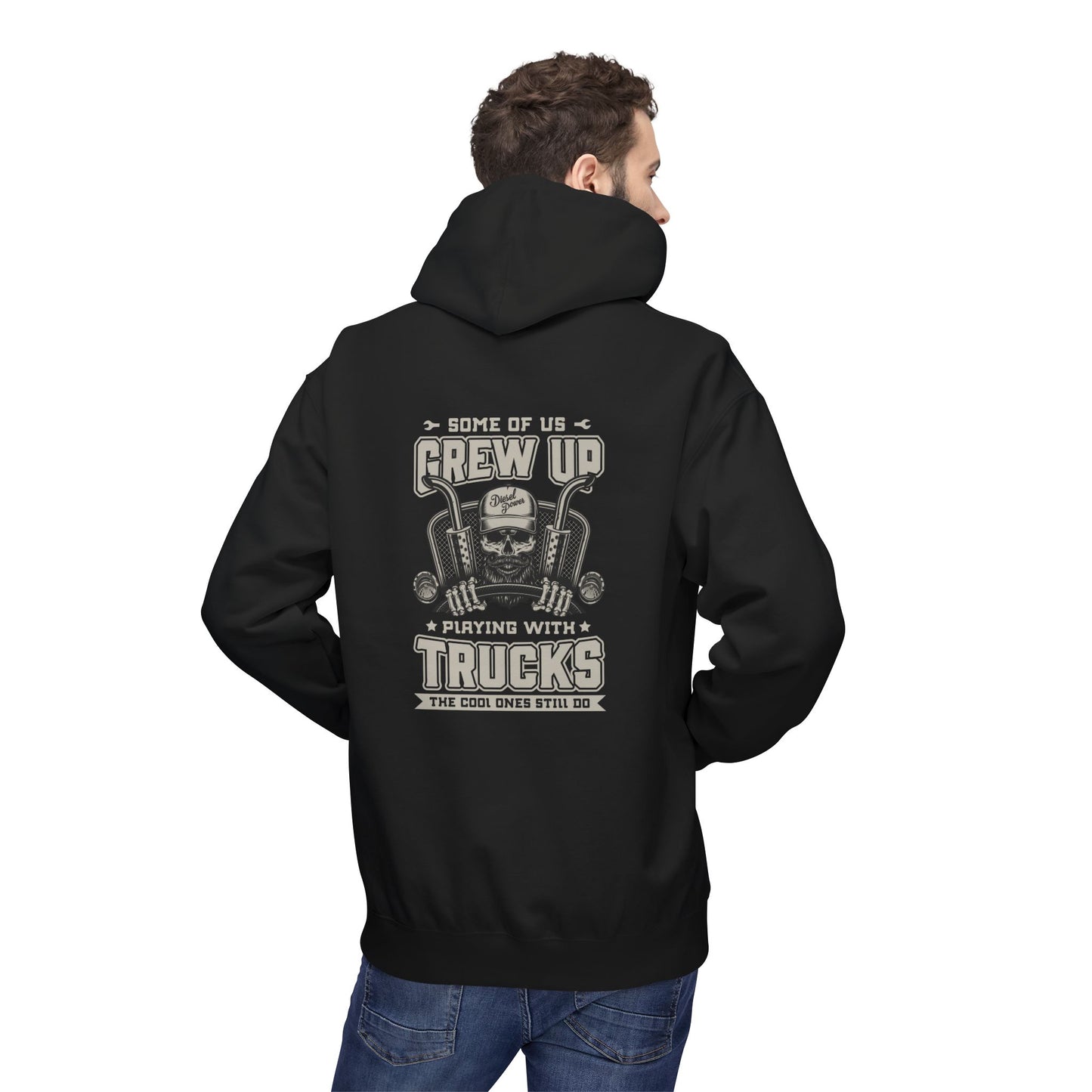 Truck Mechanic Hoodie — "Some of Us Grew Up Playing with Trucks" Vintage Workwear