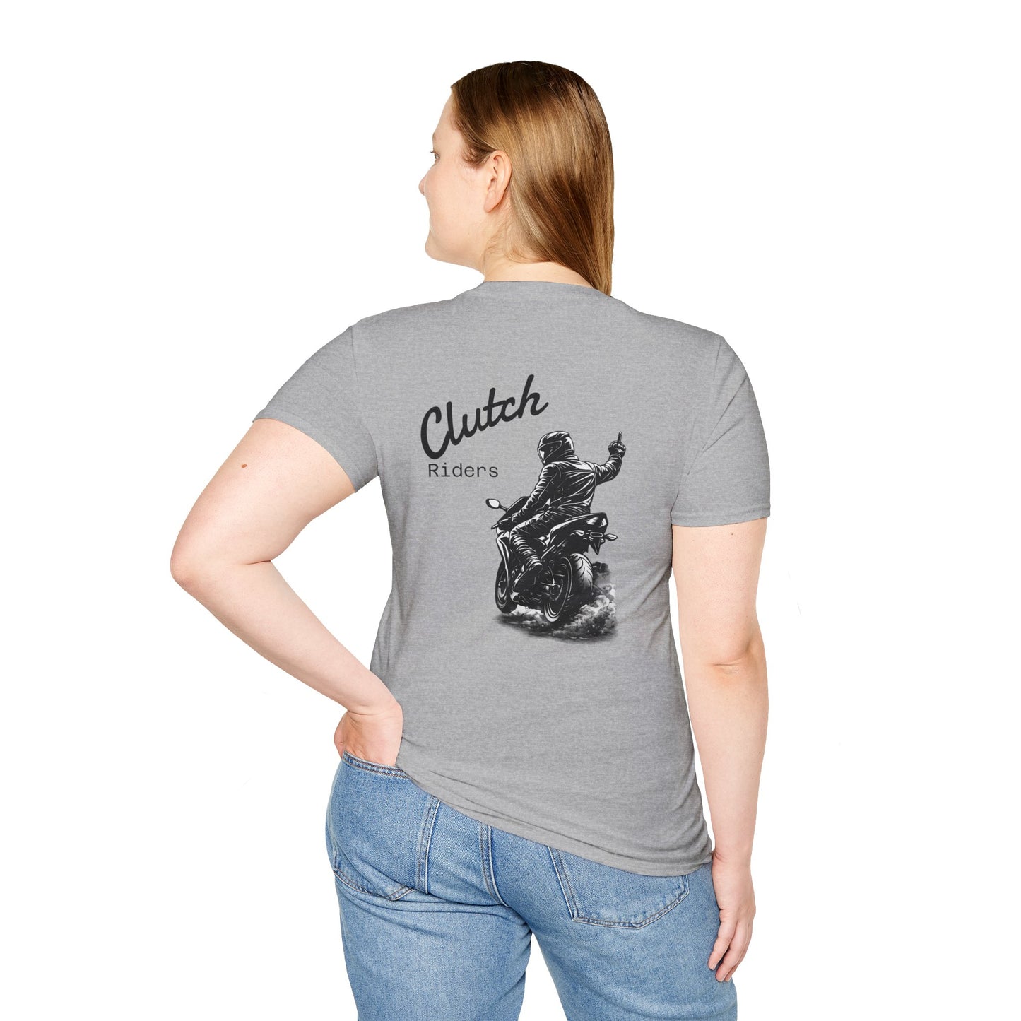Motorcycle T-Shirt — “Clutch Riders” Back Graphic Biker Tee