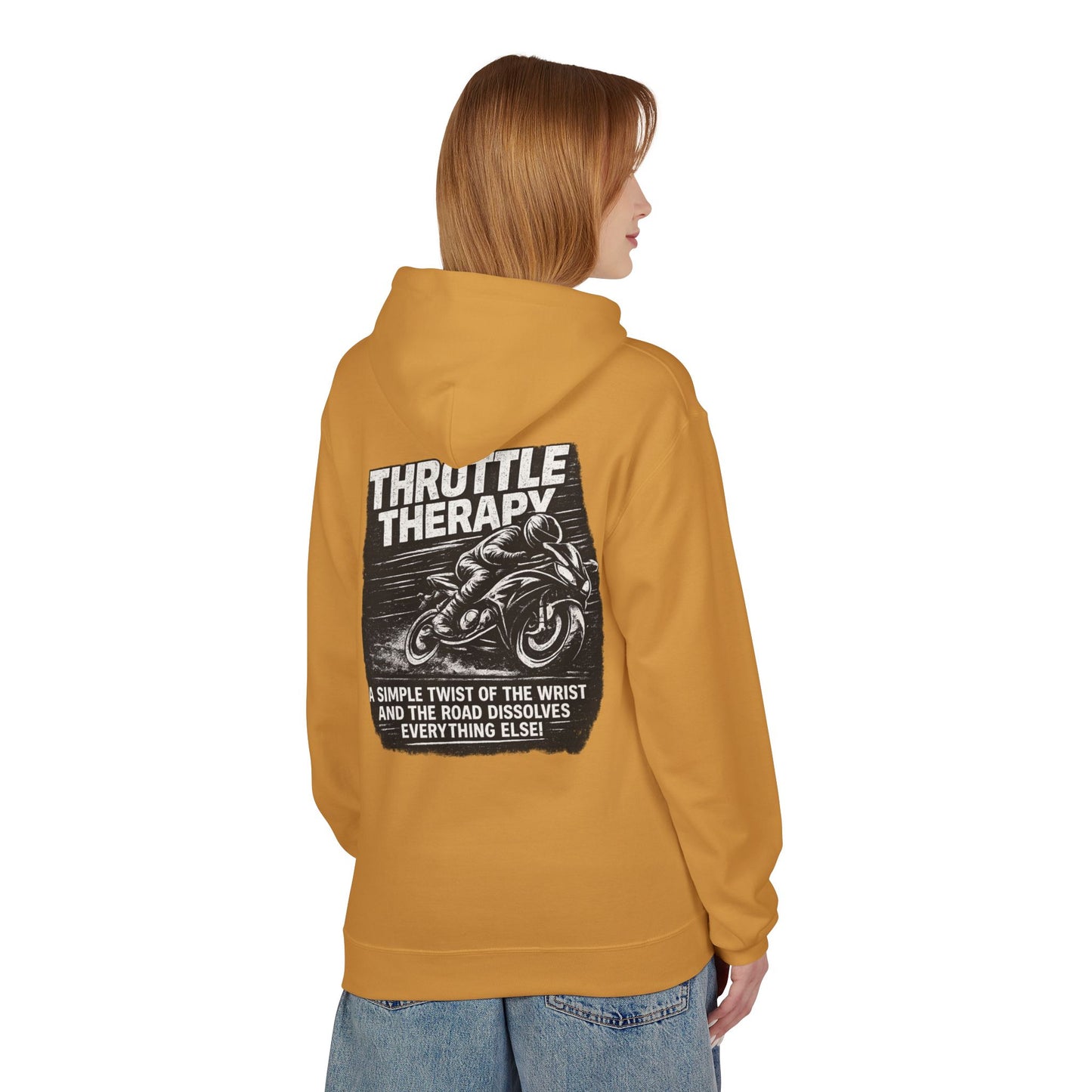Throttle Therapy Hoodie — Motorcycle Rider Pullover with "A Simple Twist of the Wrist" Design