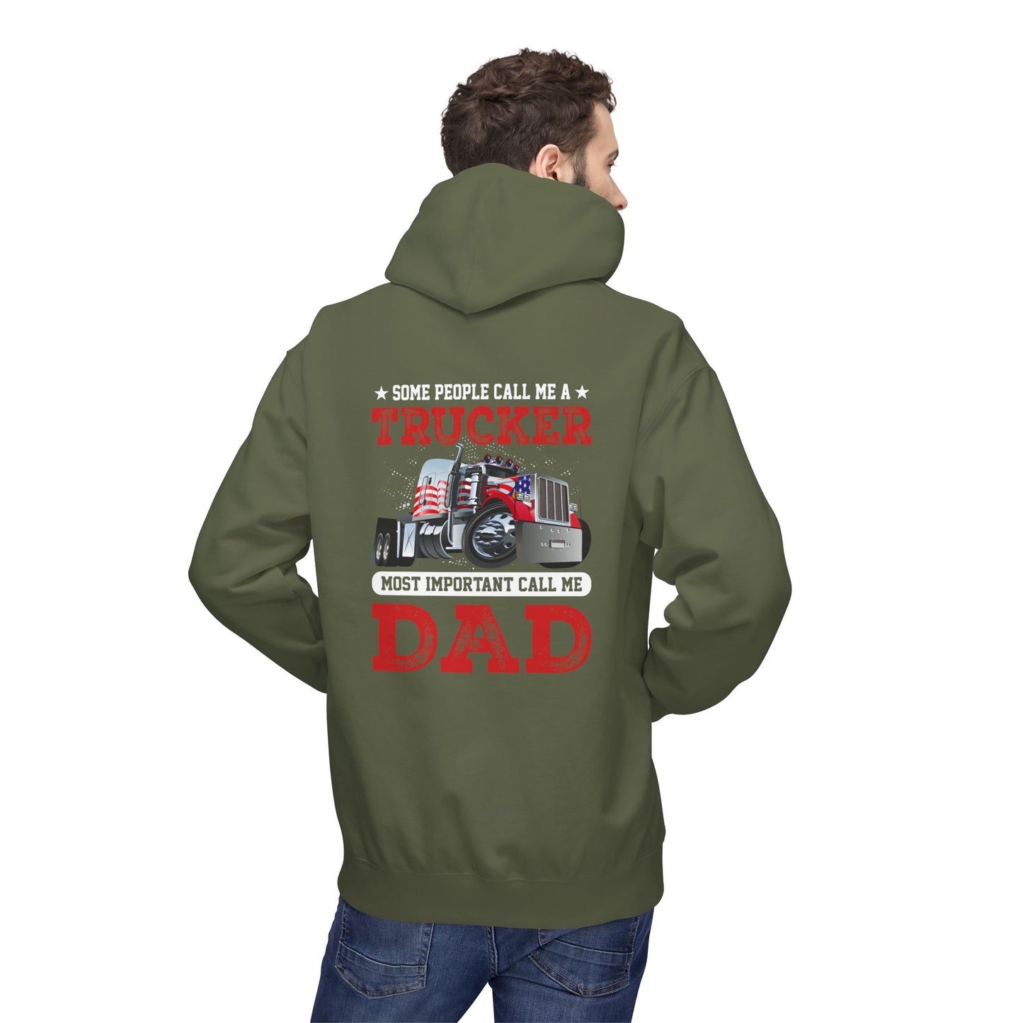 Trucker Dad Patriotic Hoodie — Big Rig Truck Driver Gift