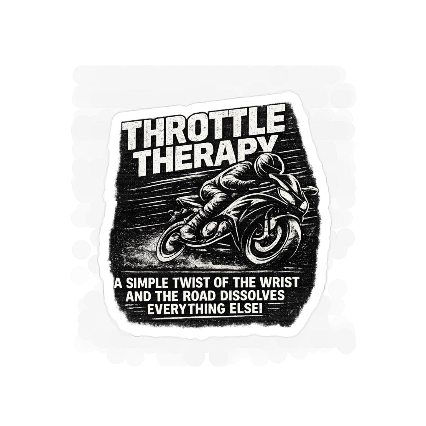Throttle Therapy Motorcycle Sticker — Die-Cut Transparent Outdoor Decal
