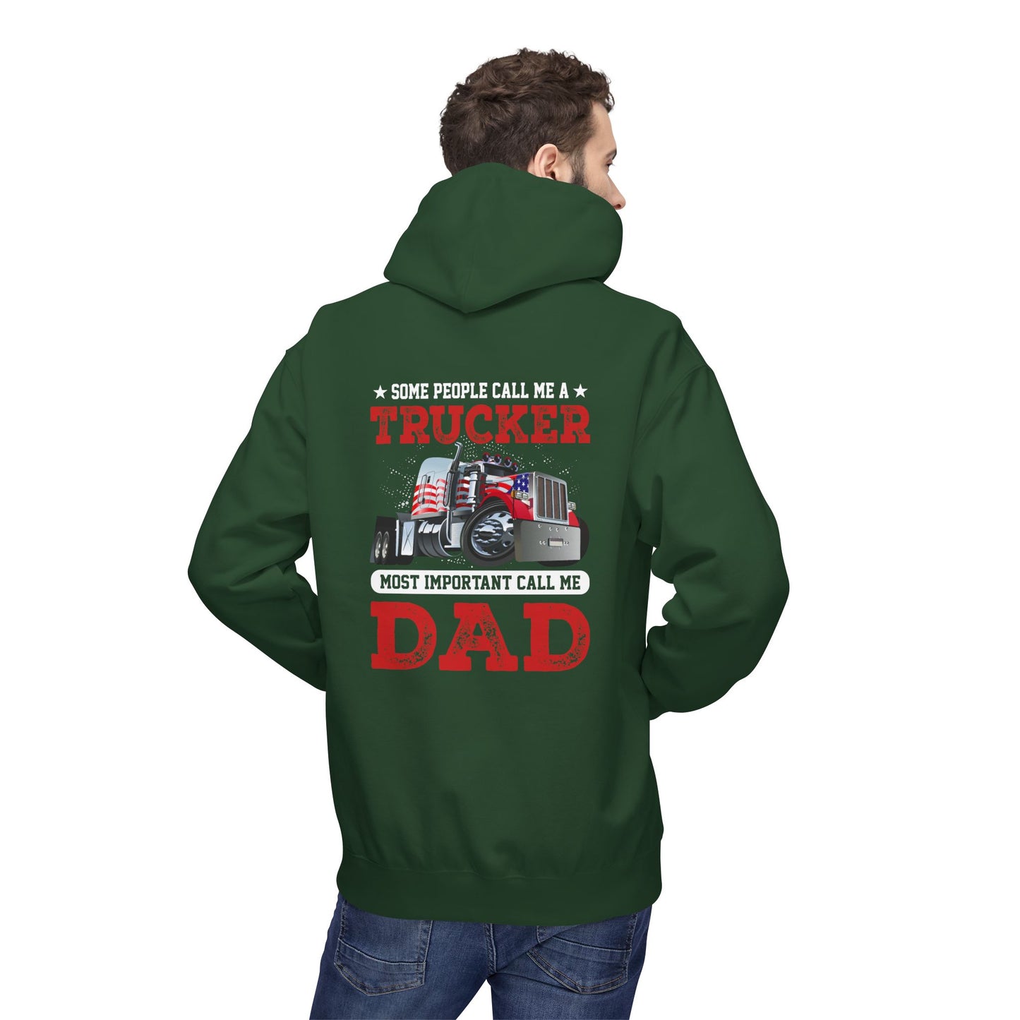 Trucker Dad Patriotic Hoodie — Big Rig Truck Driver Gift